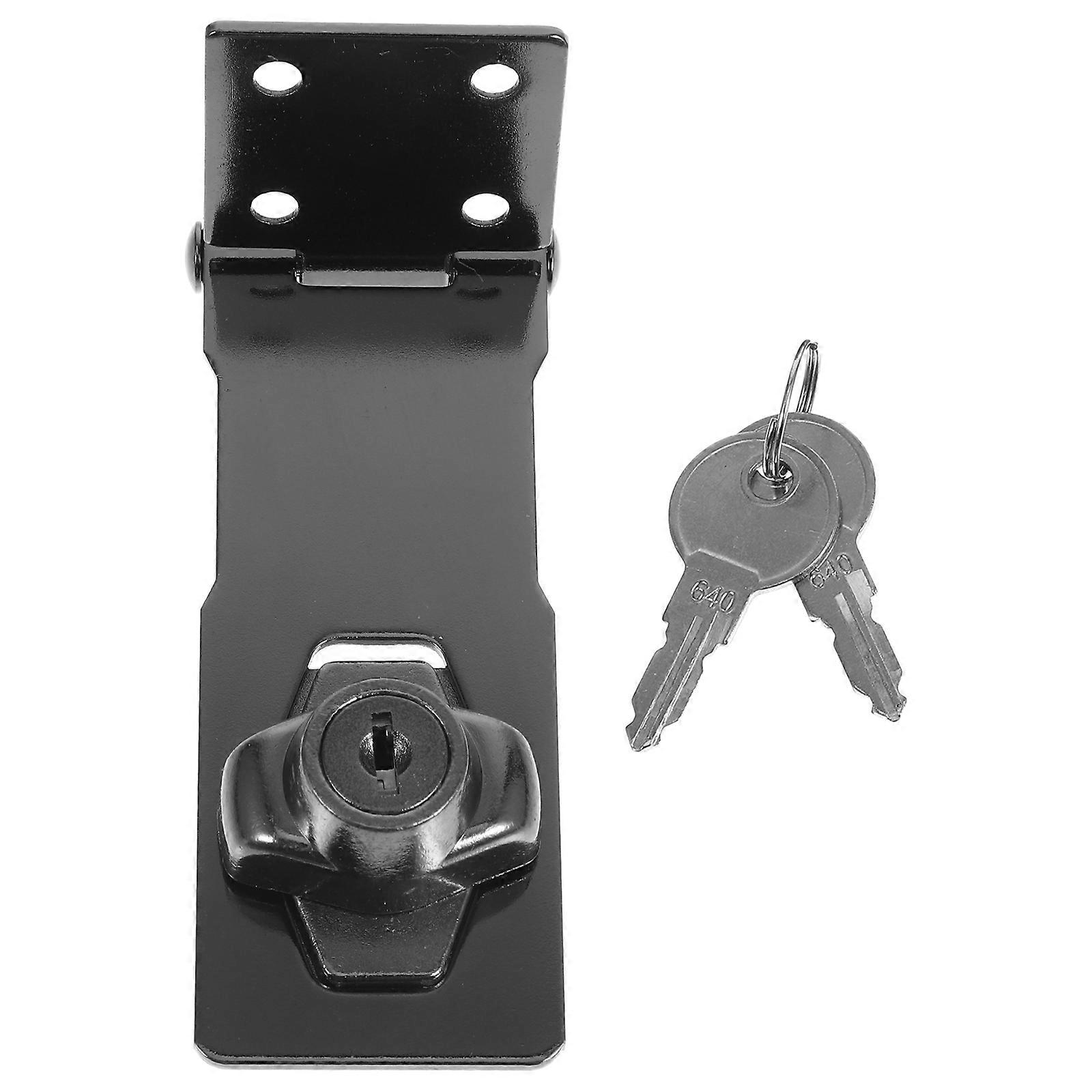 Padlock Hasp Latch Lock For Filing Cabinets With Glossy Finish In Dark Grey For Office Use 1 Set