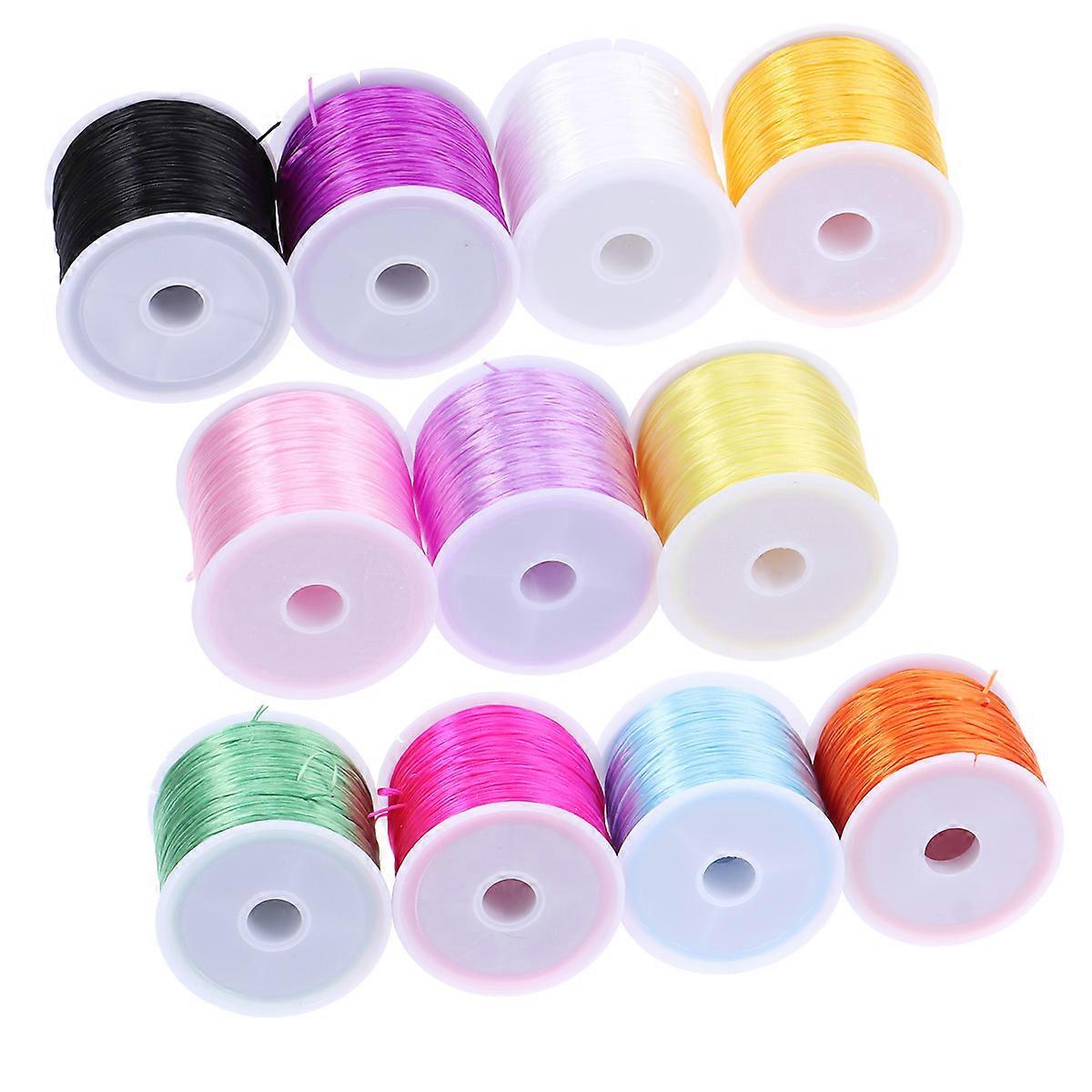 Handmade Beaded Bracelet 11Pcs Craft Projects Assorted Color Elastic Thread Transparent Round Resin Material Strong Quality