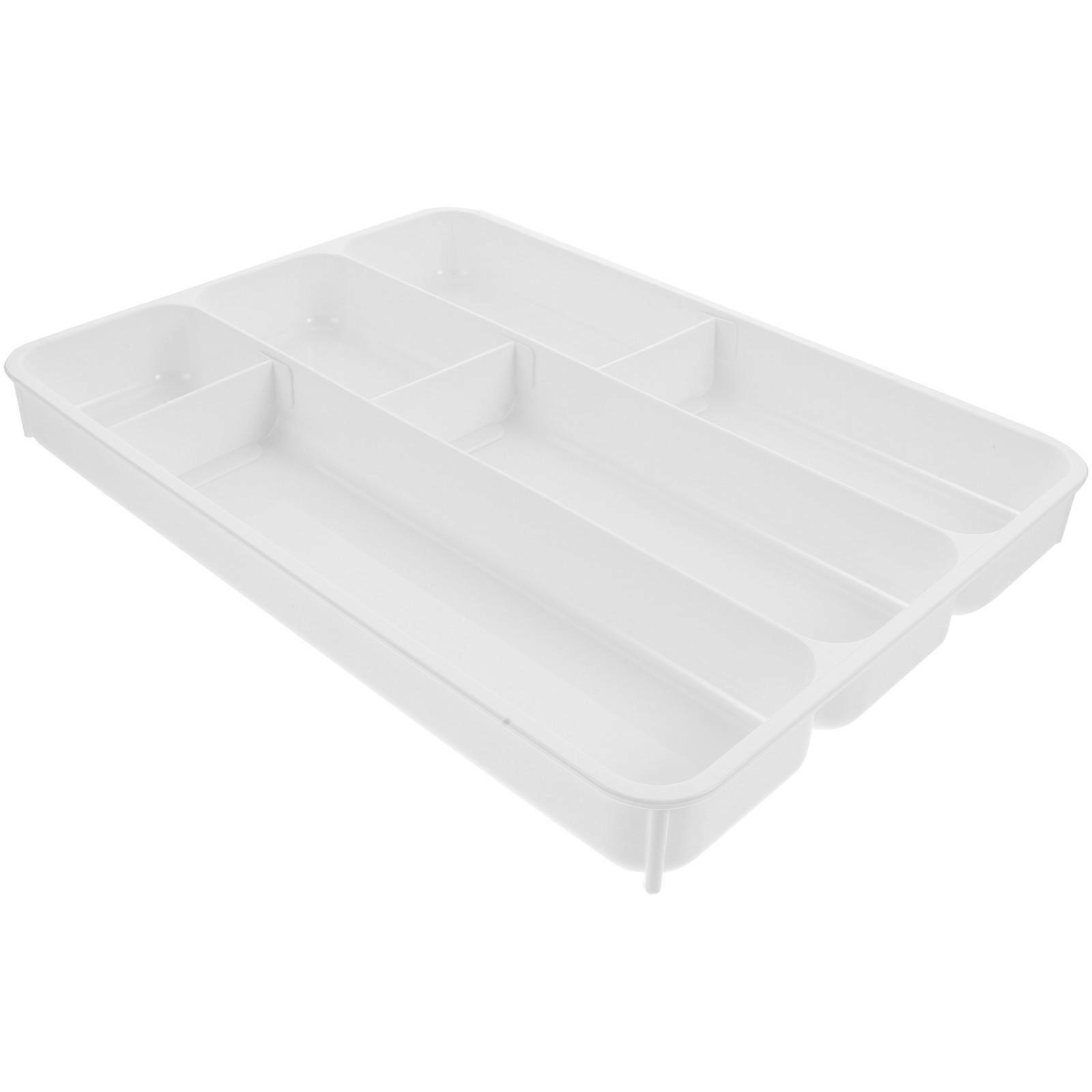 Silverware Tray For Storage Extendable Organizer Multi-Grid Utensil Box White 1Set