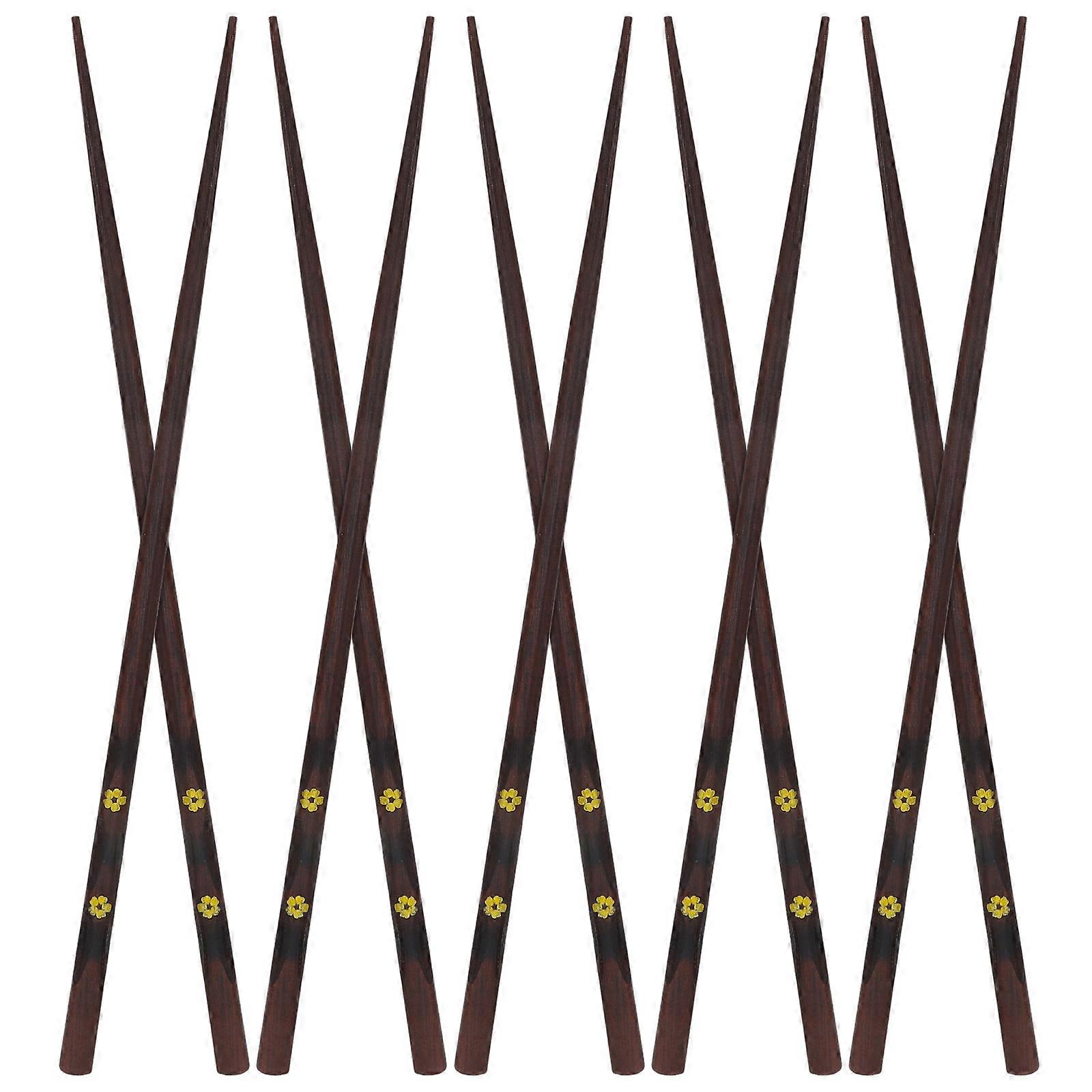 5 Pairs Non-slip Japanese Style Wood Chopsticks for Cooking with Dishwasher Safe Reusable Design
