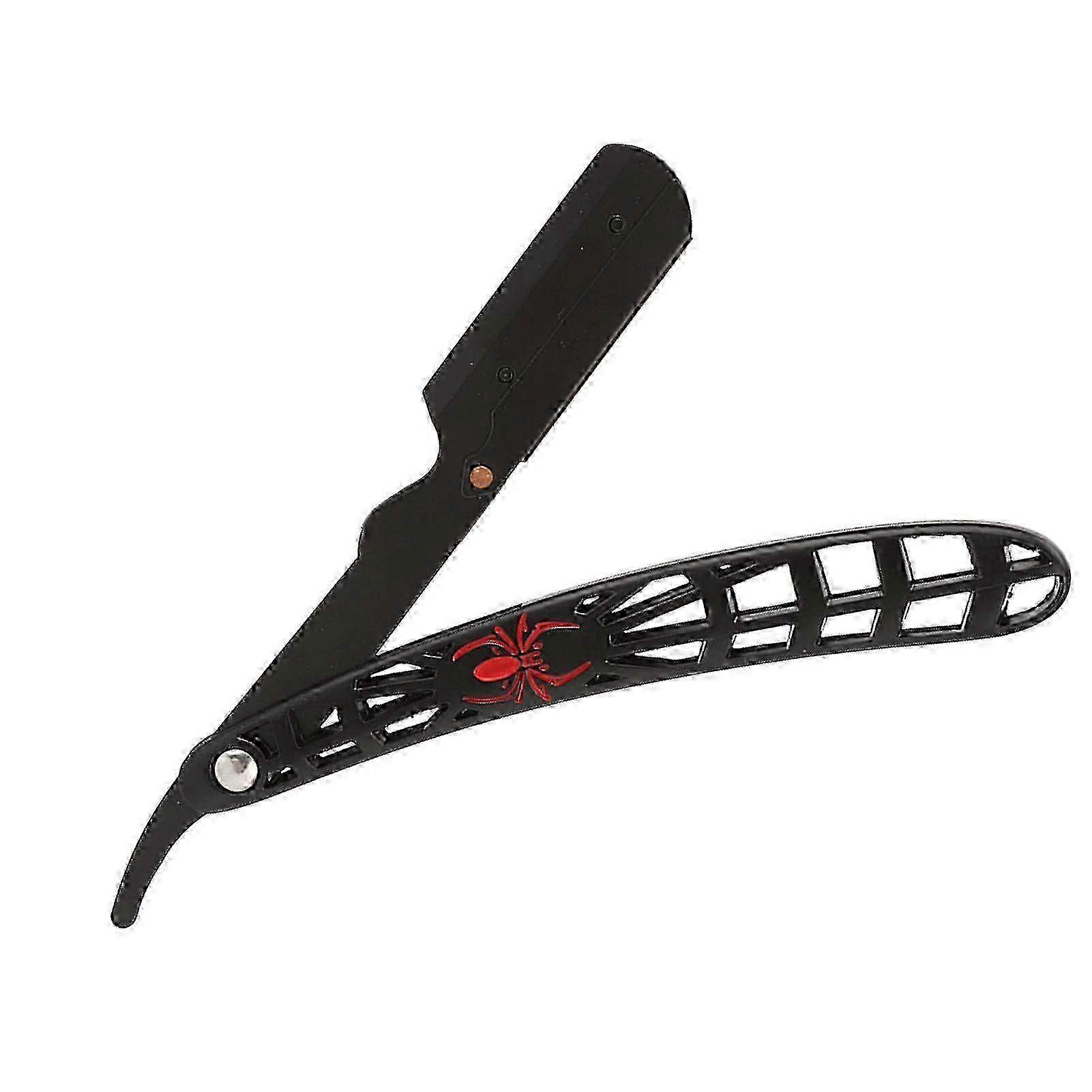 Professional Straight Edge Razor Holder with Hollow Handle - Manual Shaver Support Rack for Face Grooming, Red Spider Design