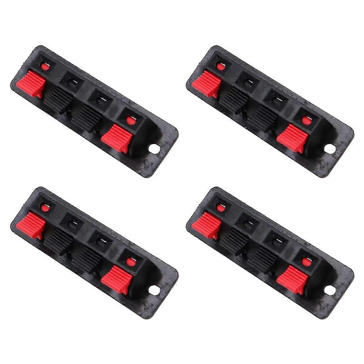 4pcs 4 Way Speaker Terminal Connector with Spring Clamps for 12-18 AWG Speaker Wire, Durable Plastic Design