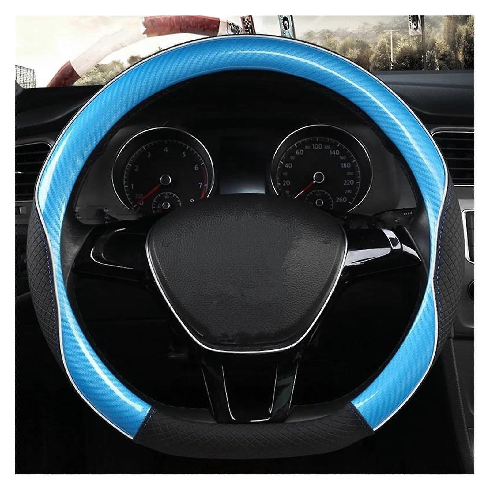 Suzuki Swift Steering Wheel Cover, D-Form O-Form, Non-Slip PU Leather, Blue, Compatible with Auto Models