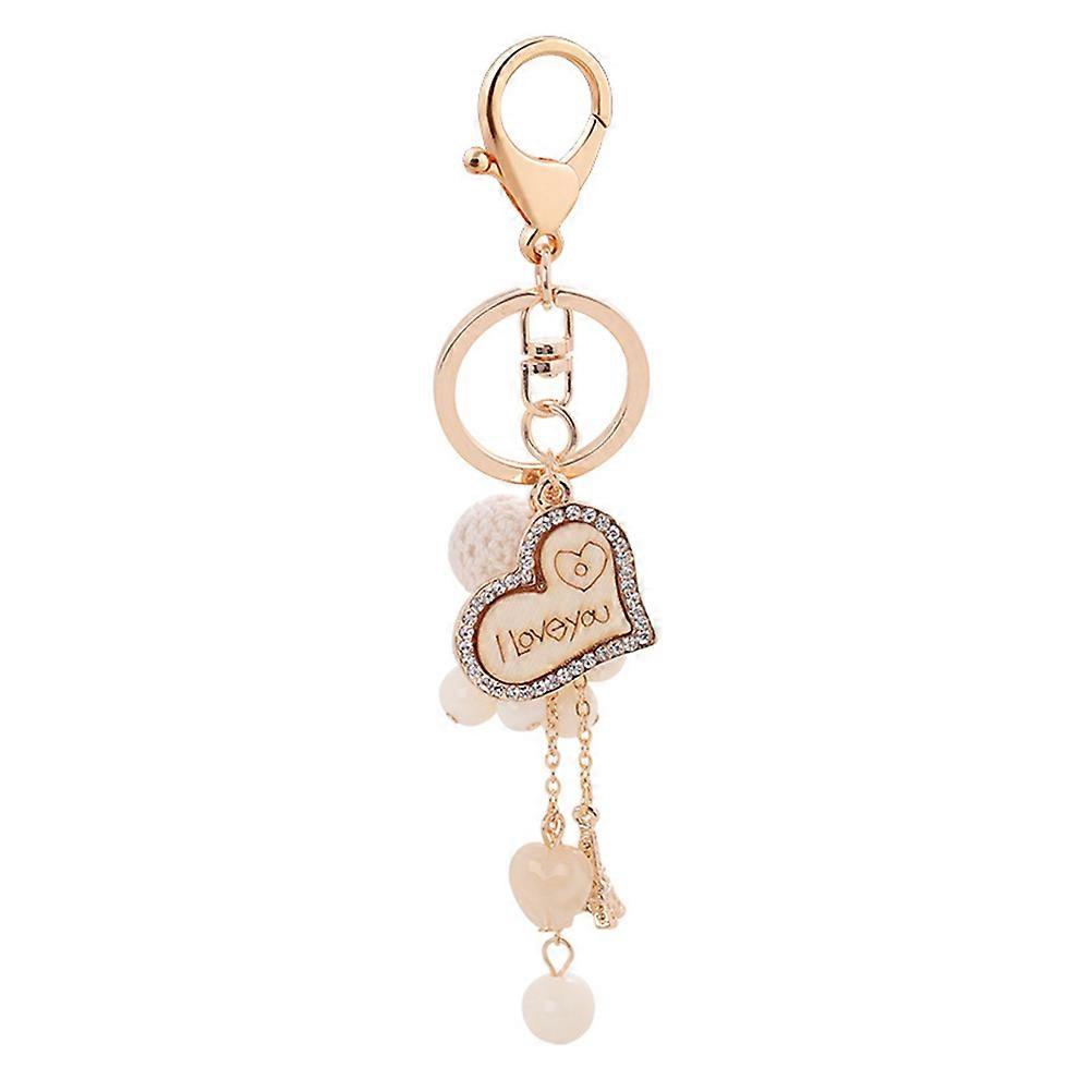 Rhinestone Heart Key Ring with Zinc Alloy and Rose Gold Color for Bag Hanging Decor Lightweight and Durable 0.5 inch
