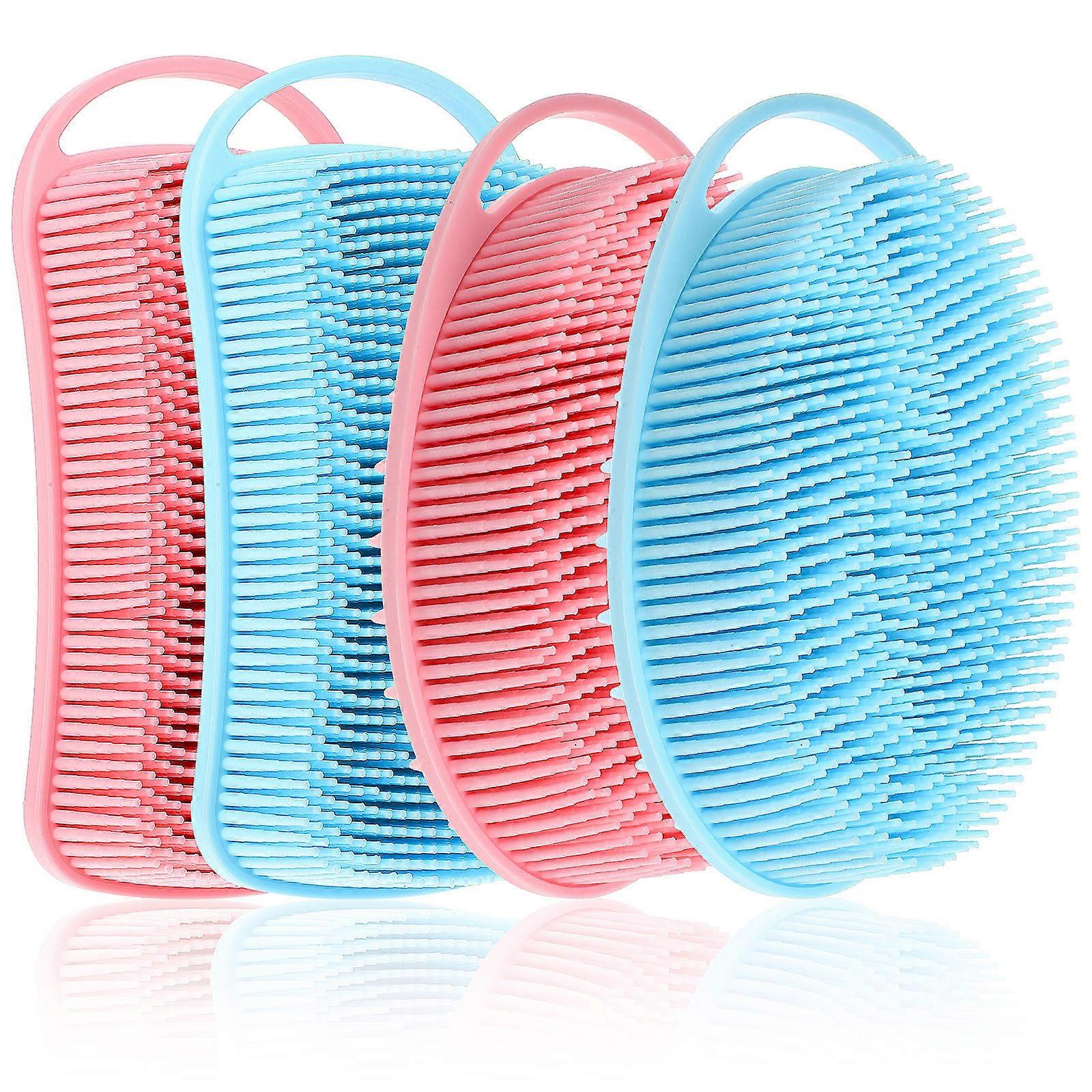 Exfoliating Skin Brush 4Pcs Silicone Massage Cleaning Brush For Bath Body Scrubbing Double-Sided Design Assorted Color