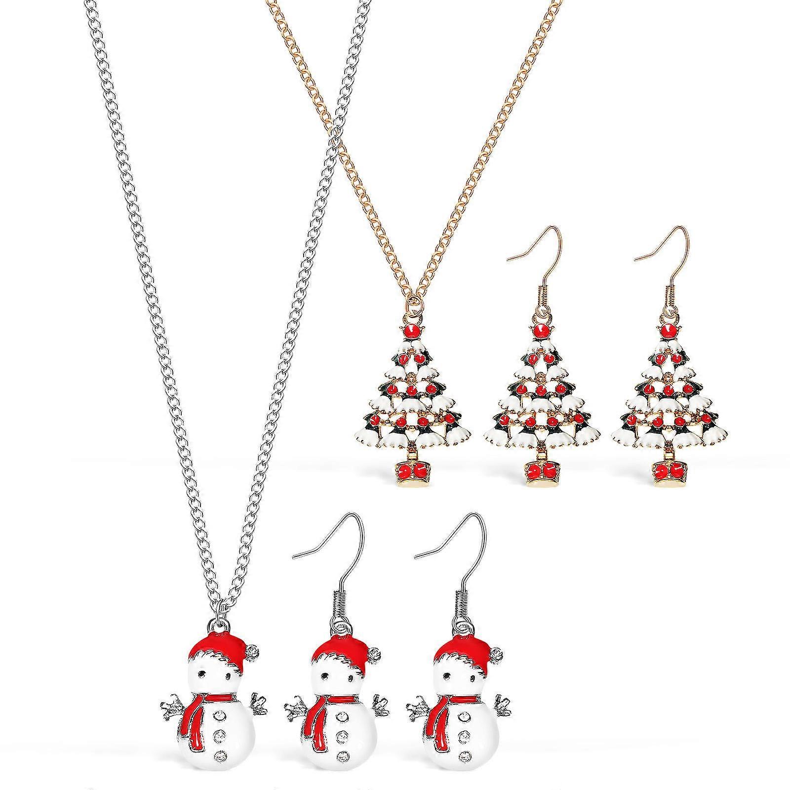 Elegant Necklace Earring Sets For Women 2 Set Earrings Necklace Set Suitable For Everyday Wear Snowman Shape Durable