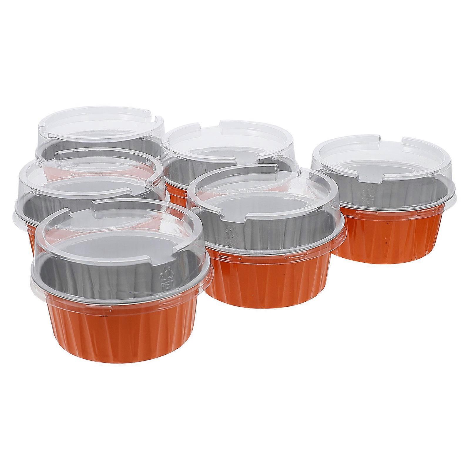 Round Aluminum Foil Baking Cups for Parties and Festivals Orange Color Safe and 50 Pcs