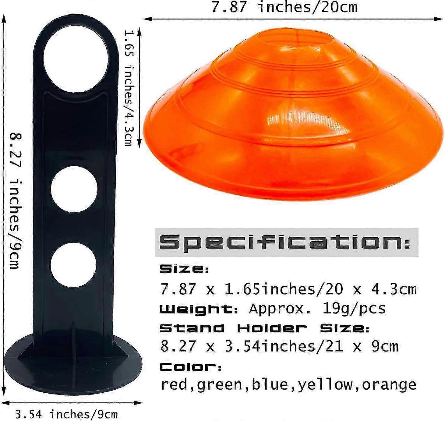 Set of 50 Pro Disc Cones for Soccer & Agility Training - Includes Holder, Ideal Field Markers for Kids & Sports Activities