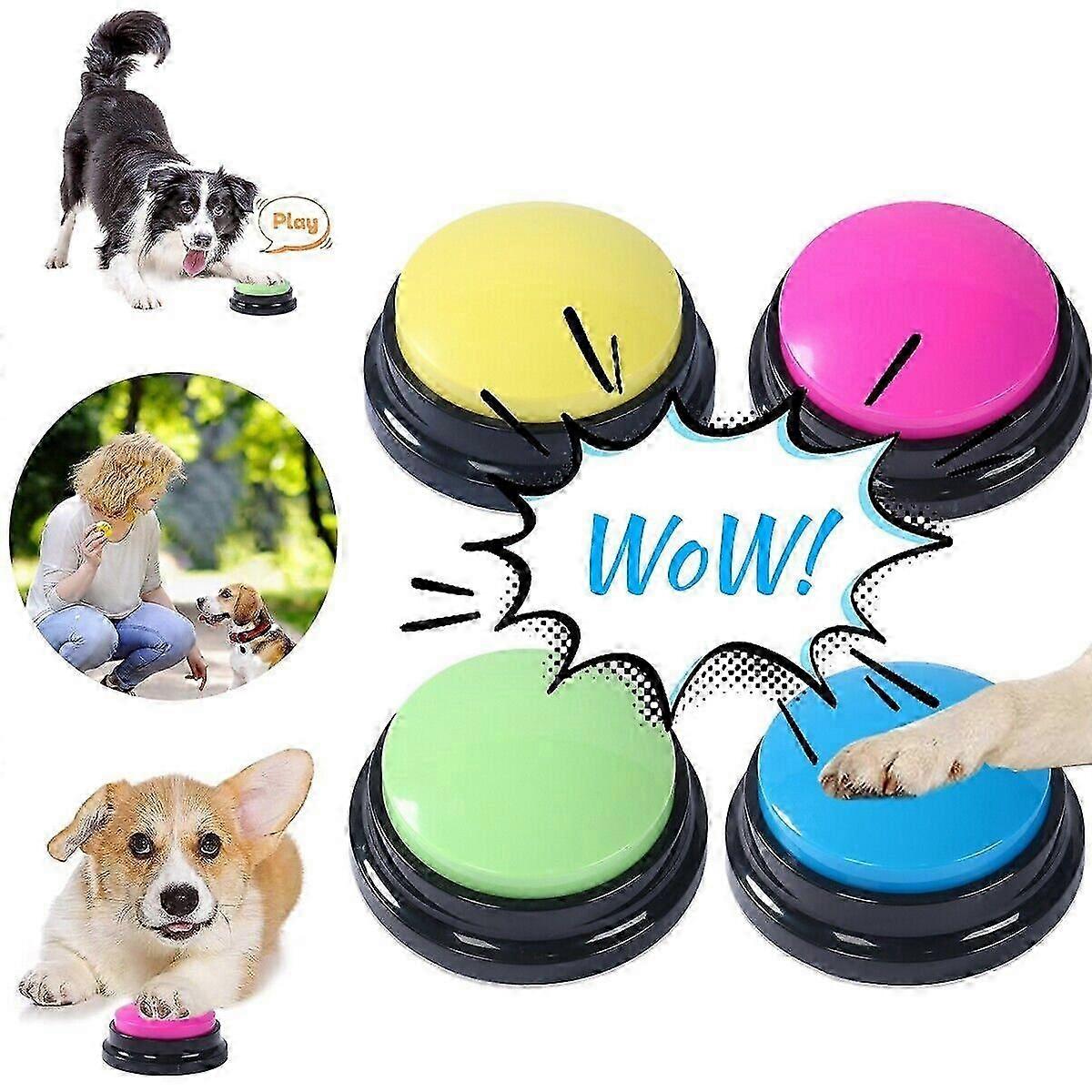 4 Recordable Dog Buttons Talking Button Set for Communication Pet Training Gift