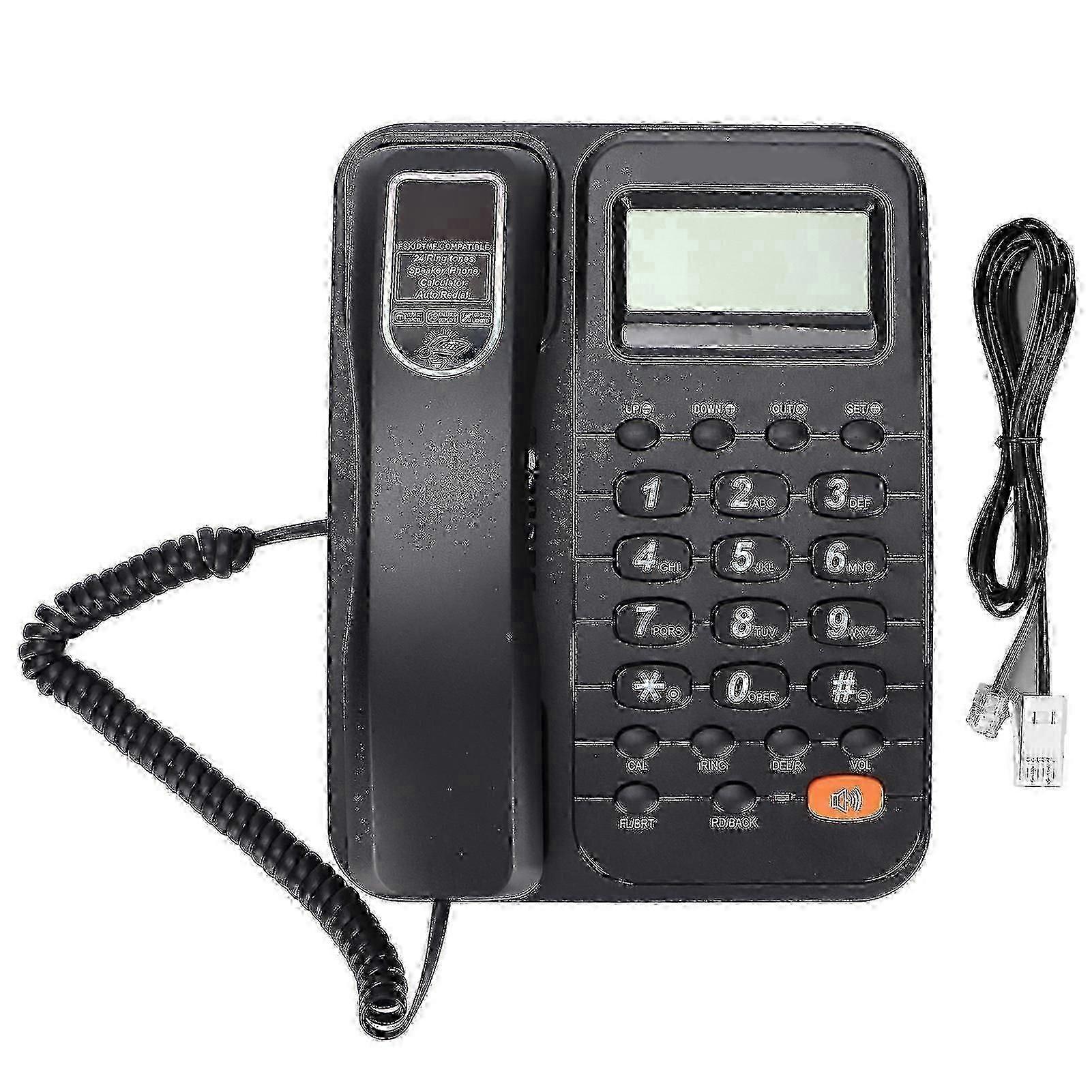 Corded Landline Phone With Answering System Lcd Display For Home Hotel Office (black)