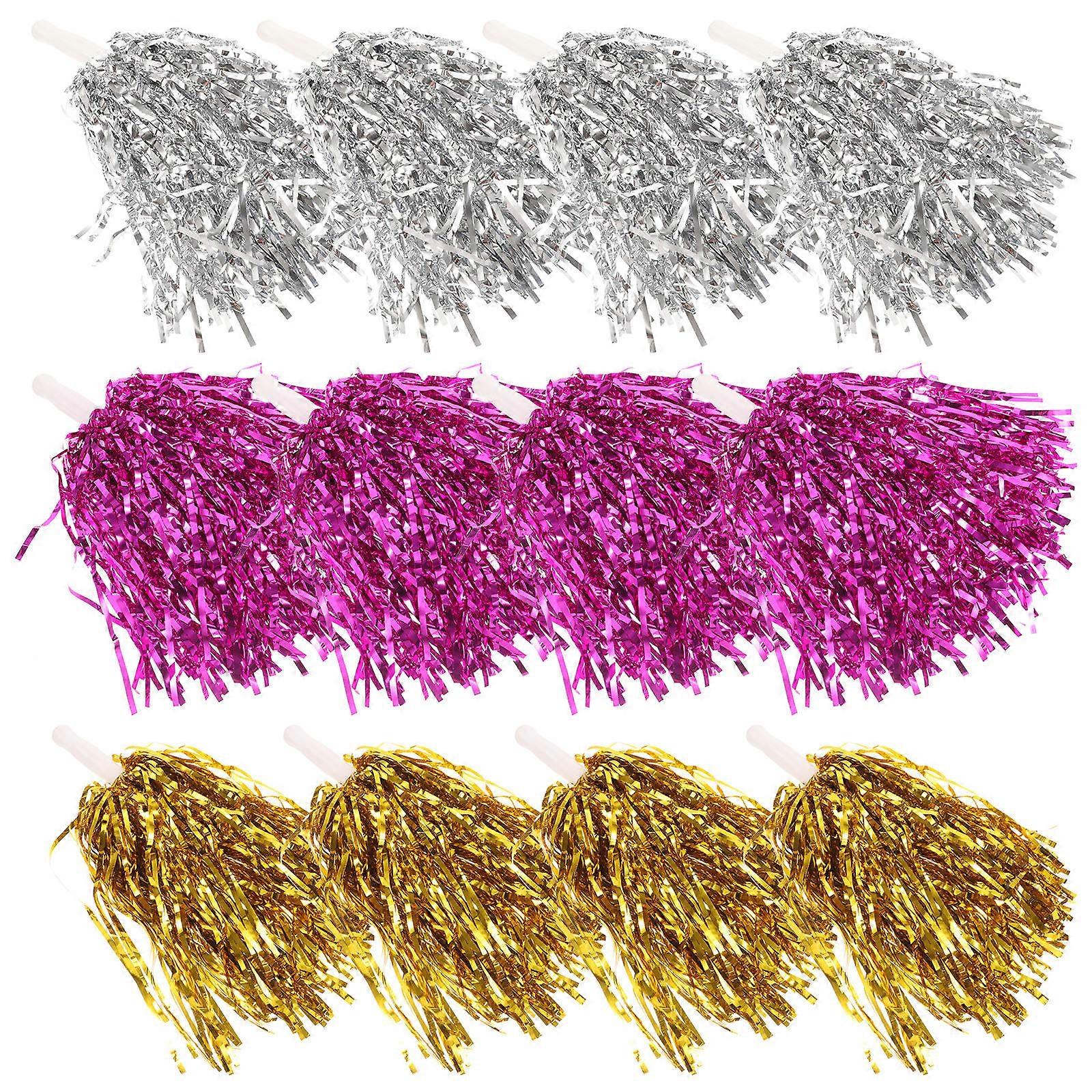 Cheerleading Pom Poms Accessories for Cosplay Use Durable PET Material Assorted Color 12 Pcs