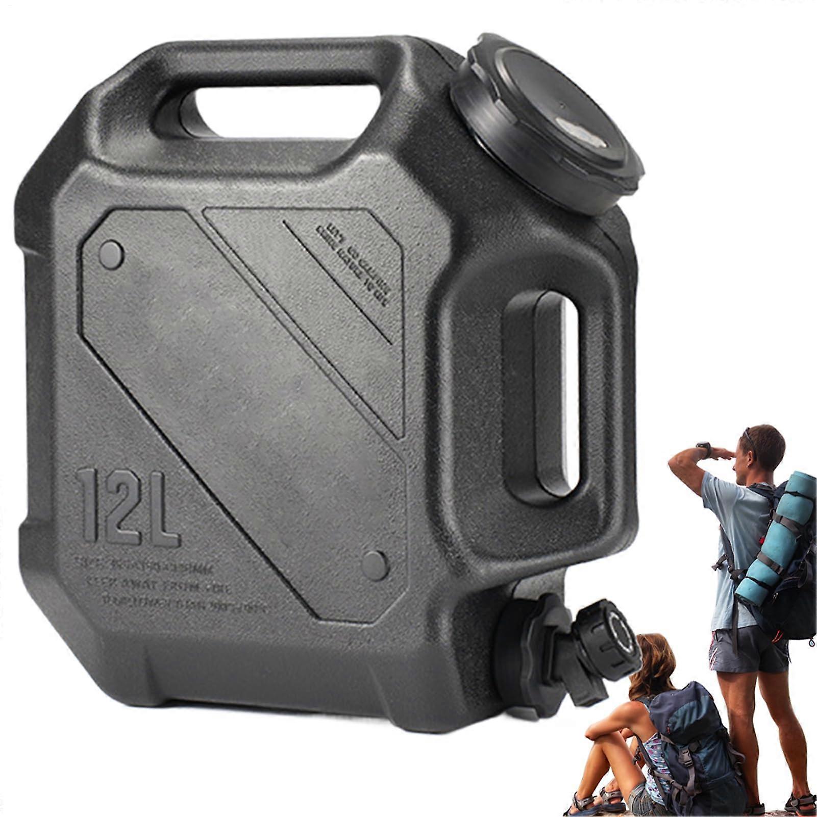 Water Bladder 12L Hydration Bladder Camping Water Container Large Water Jugs With Spout, Portable Water Storage Black