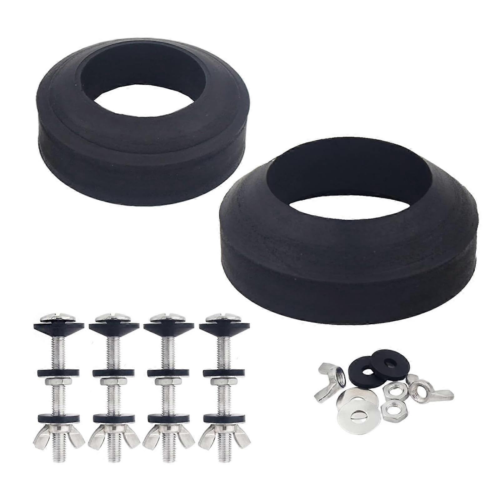 Universal Toilet Tank to Bowl Seal Kit, 2-Inch and 3-Inch Flush Valve Gasket with 4 Bolt Sets, Compatible with Most Toilets