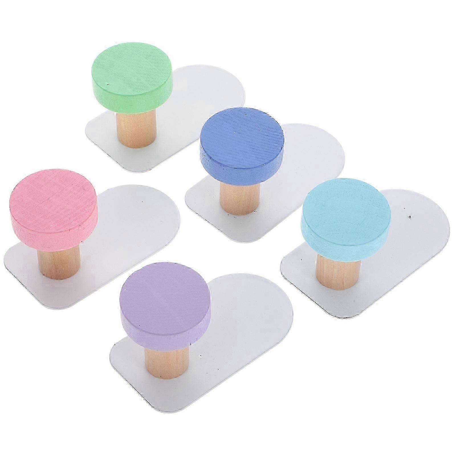 خطافات حائط ذاتية اللصق للأطفال - خطافات منشفة حمام خشبية ، وردي ، 5 قطع