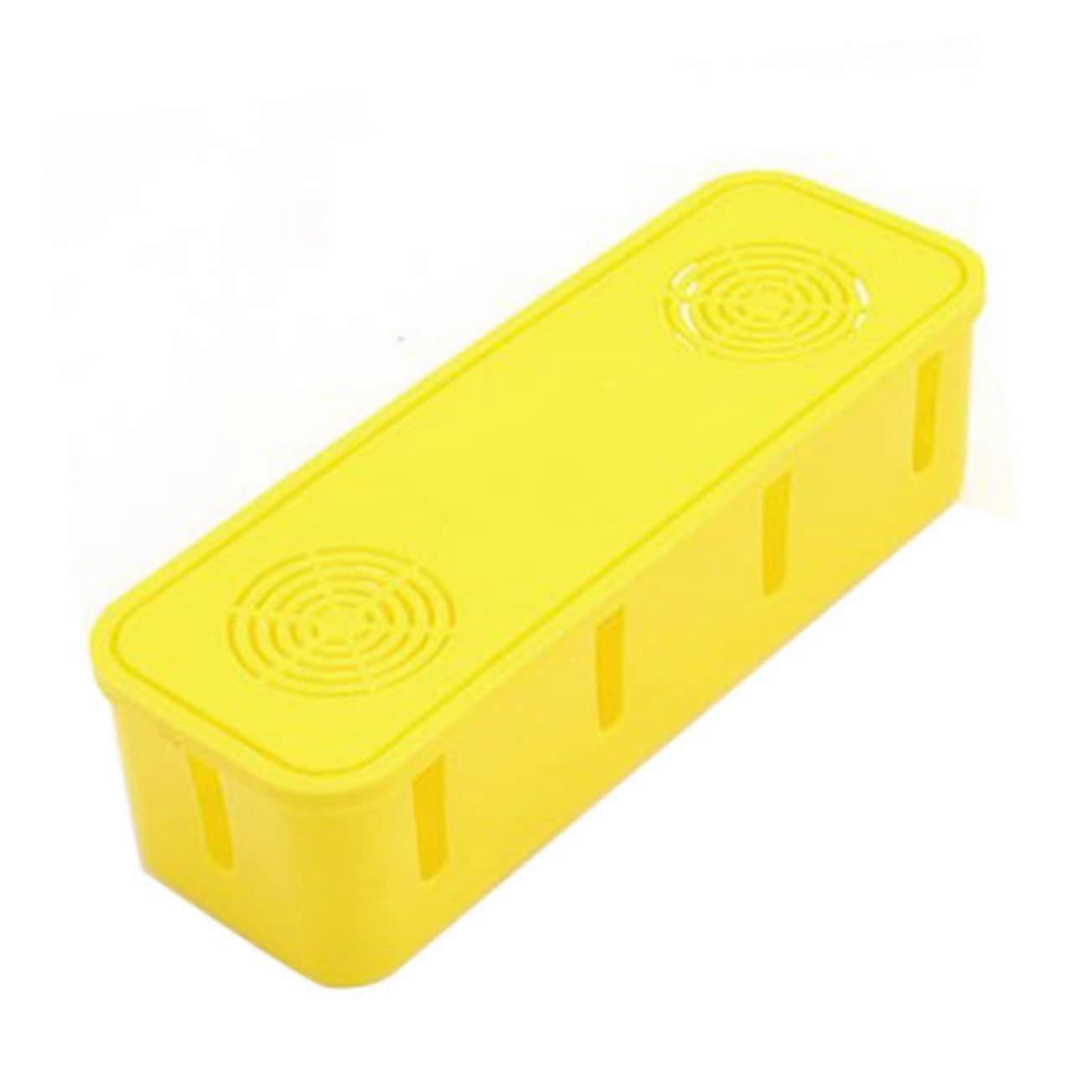 Multi Plug Socket Cable Box Organiser – Yellow Storage Solution for Cables and Wires, Moisture Protection for Home and Office
