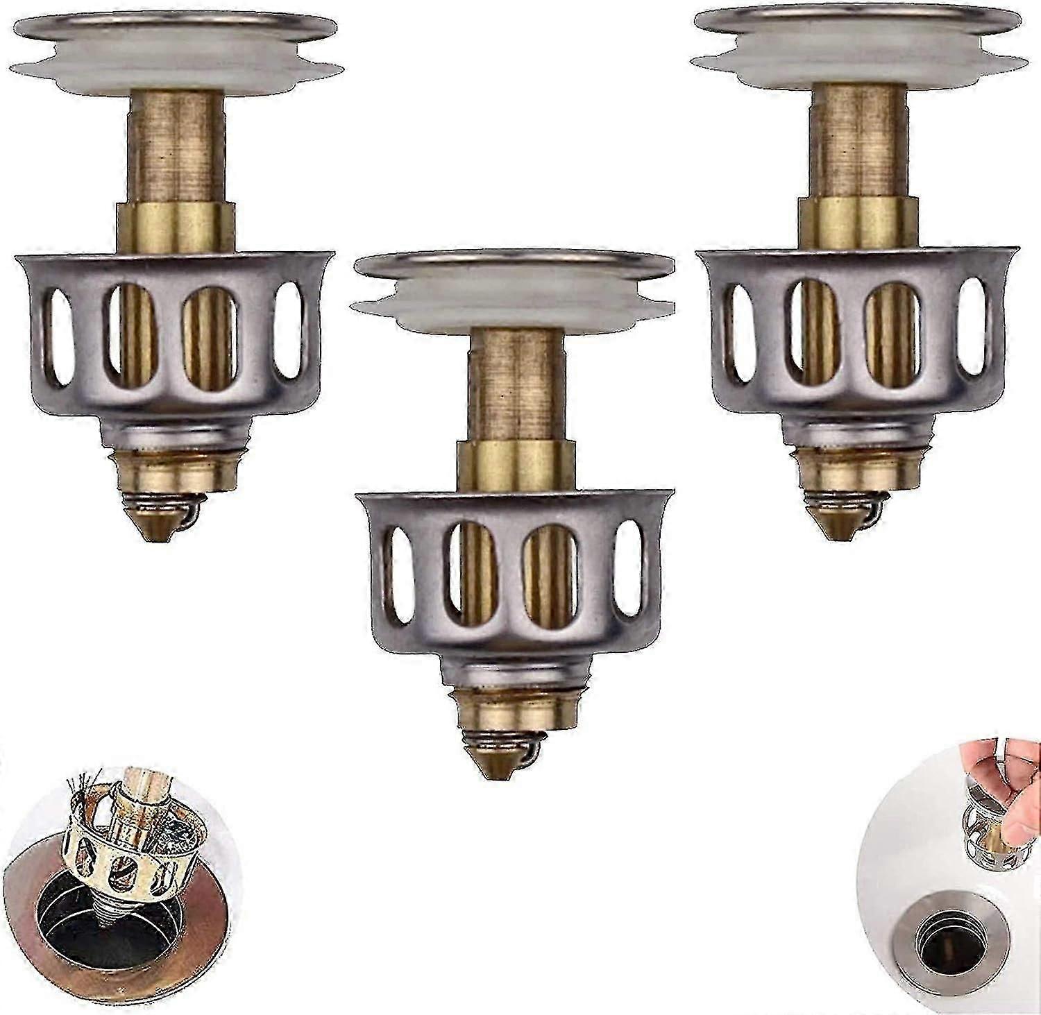 Universal Wash Basin Bounce Drain Filter, Sink Pop Up Pop Up Bathroom Sink Drain Plug With Basket, Kitchen Bathroom Strainer Sink Drain Plug