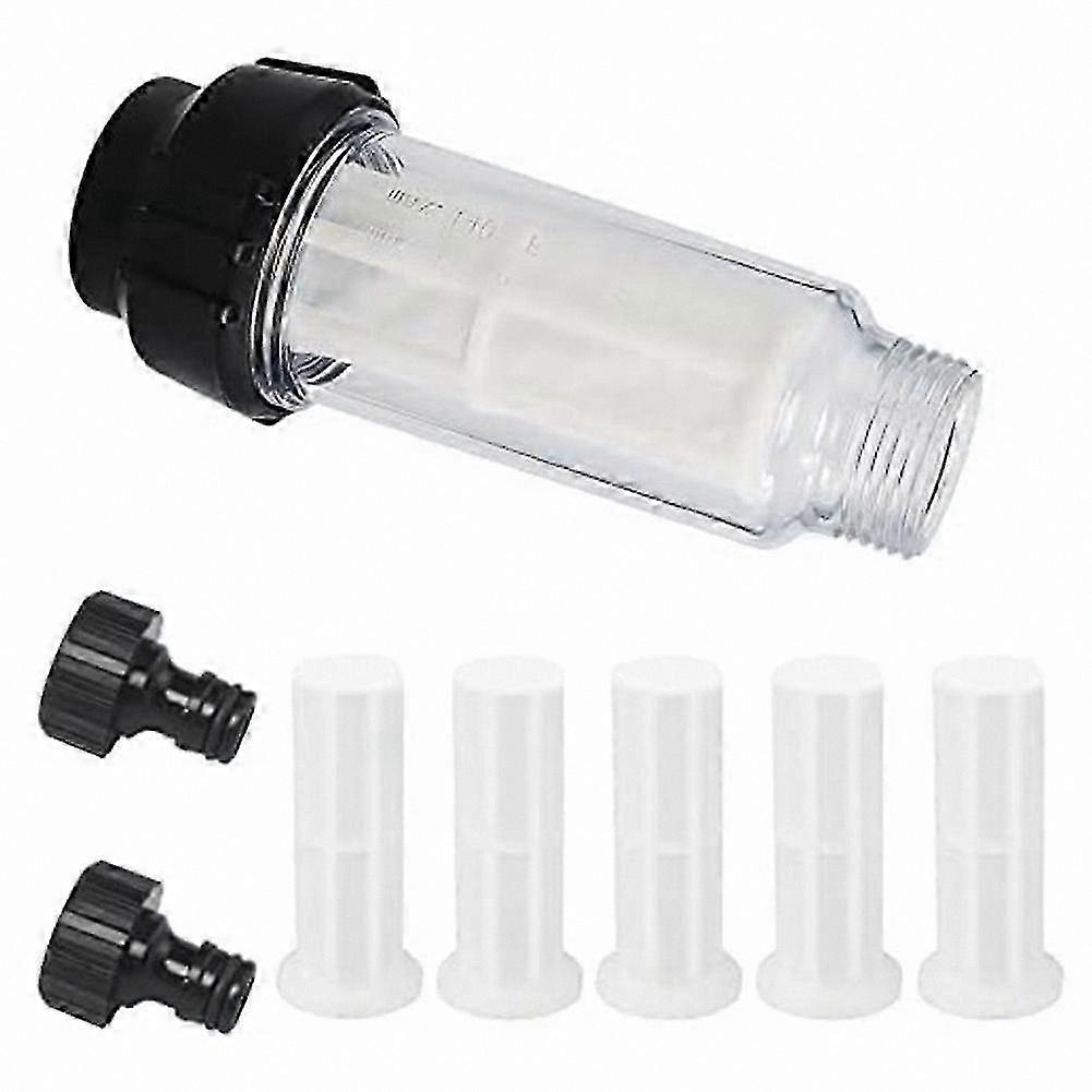 Garden Hose Water Filter System, 3/4 Inch Pre-Filter Kit with 5 Replacement Cartridges and Quick Connect Fittings