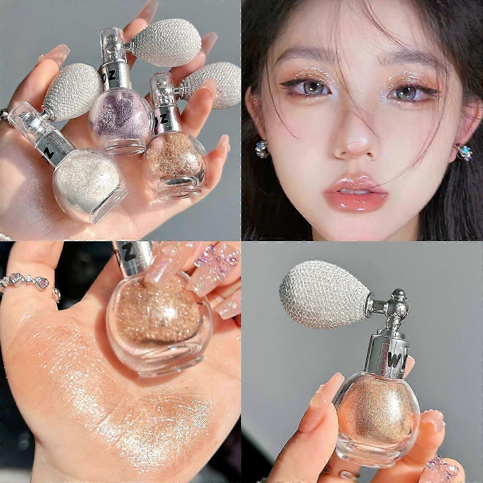 Highlighter Powder Spray,Glitter High Gloss Powder,Shimmer Sparkle Powder Makeup Spray-for Face Body Cosmetic