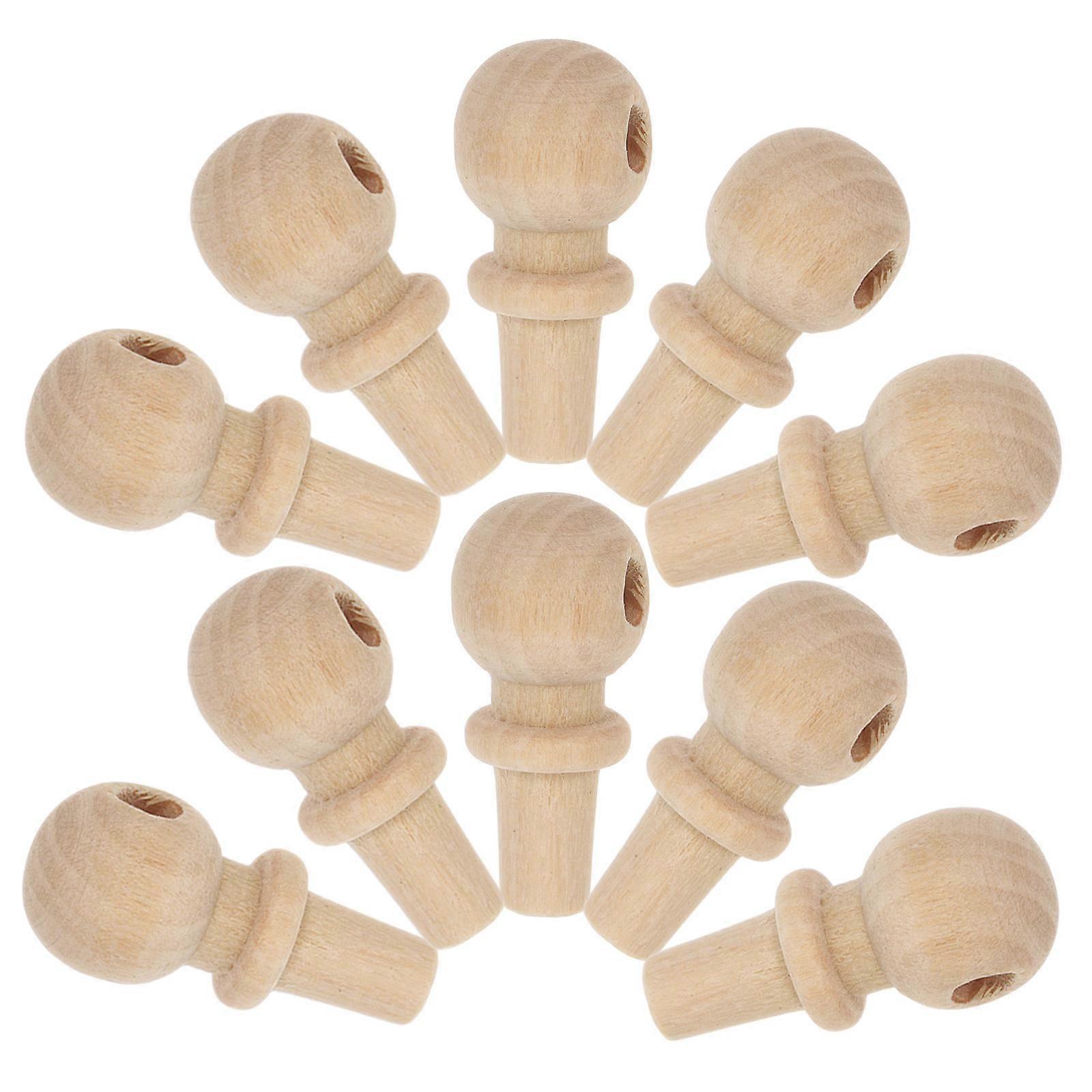 10pcs Unfinished Wood Finials – Decorative Bottle Caps, Furniture Toppers & DIY Craft Accessories for Secure Grip & Comfortable Handling