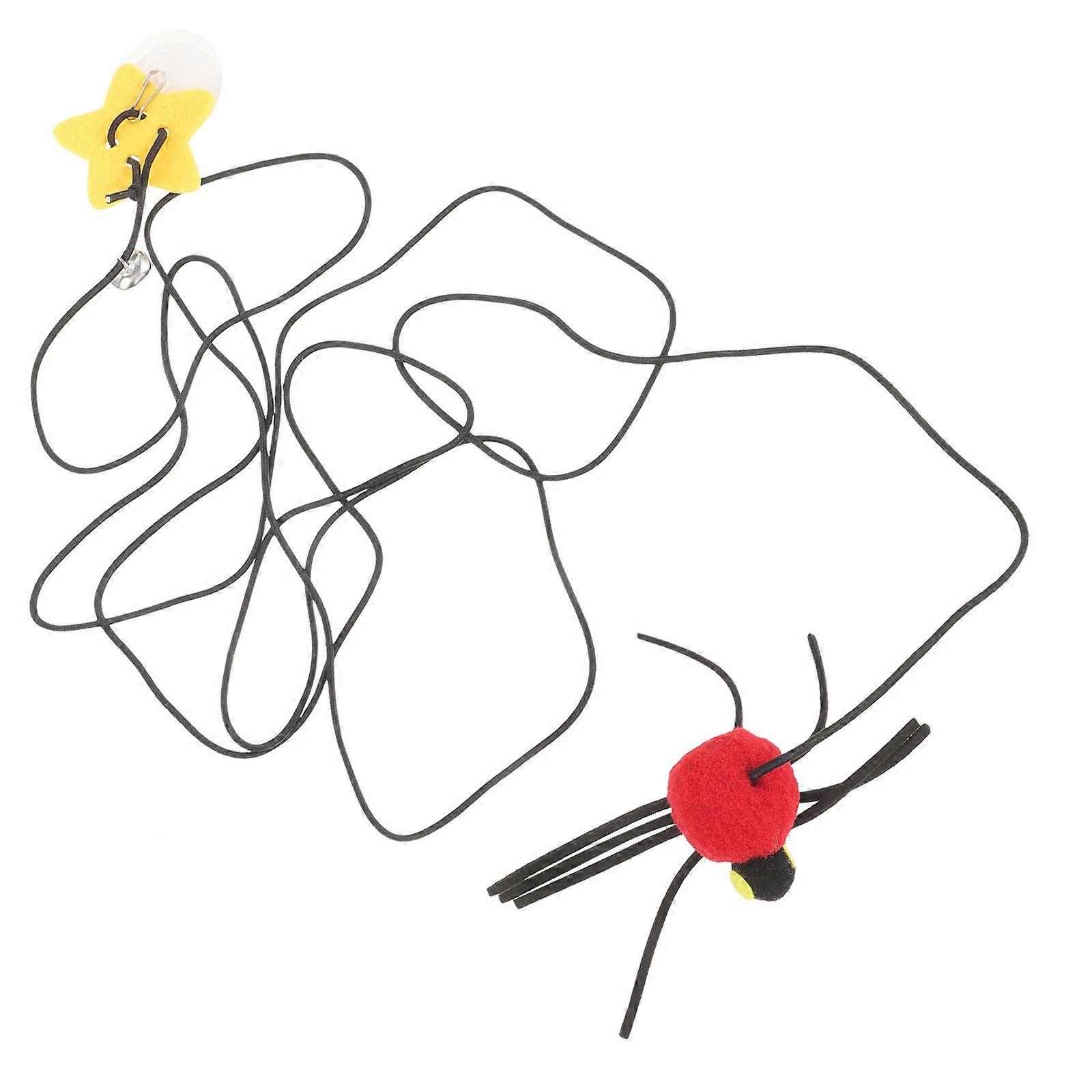 Red Hanging Cat Toy with Elastic Rope and Felt Cloth for Pet Playing Lightweight and Durable Fits Door Height