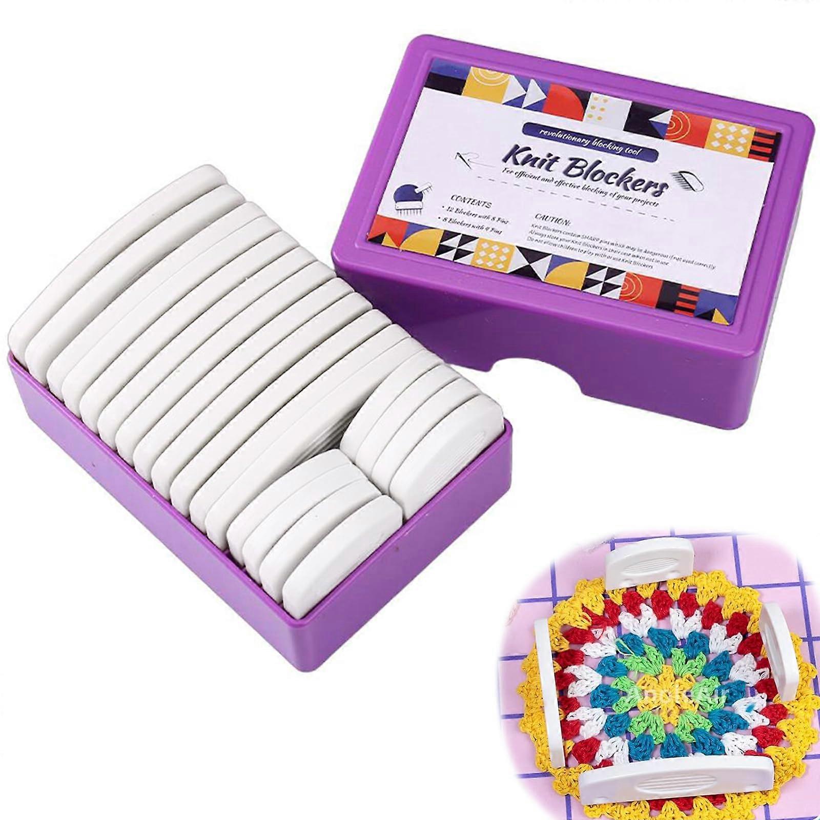 Knit Blocking Combs Pins Set - 12 Pcs with 8-Pin & 8 Pcs with 4-Pin Blockers for Crochet, Knitting, Sewing Projects