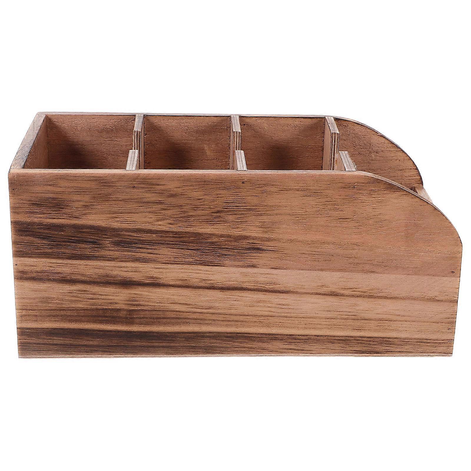 Wooden Tea Storage Organizer for Home Brown Versatile Spacesaving Design 7.5 x 4.2 x 3.8 inches