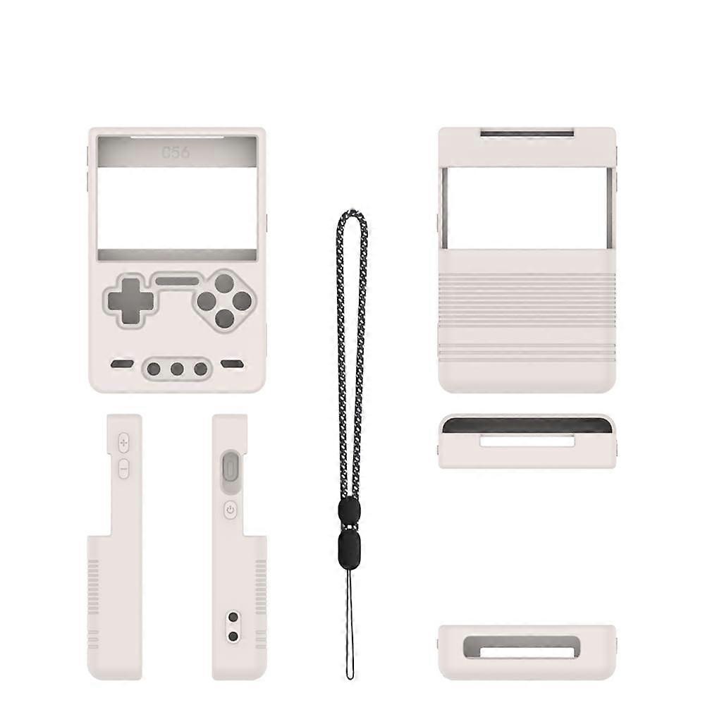 Silicone Protective Case Cover for Trimui Brick Gaming Console - Dust-Proof Drop Protection Sleeve with Lanyard in White