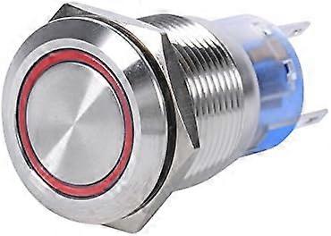 19mm Waterproof Switch, 12-24V LED Start Button ON/OFF Latching Push Button Switch Self-locking Stainless Steel (Red) 3pcs ,Oi-FRIS