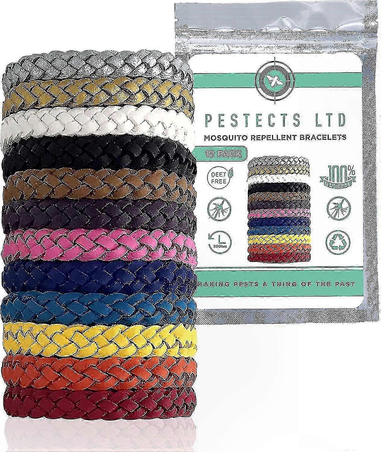 Customizable Leather Straps for Insect Repellent Bands 1/12 Pack Natural Deet-Free Solution