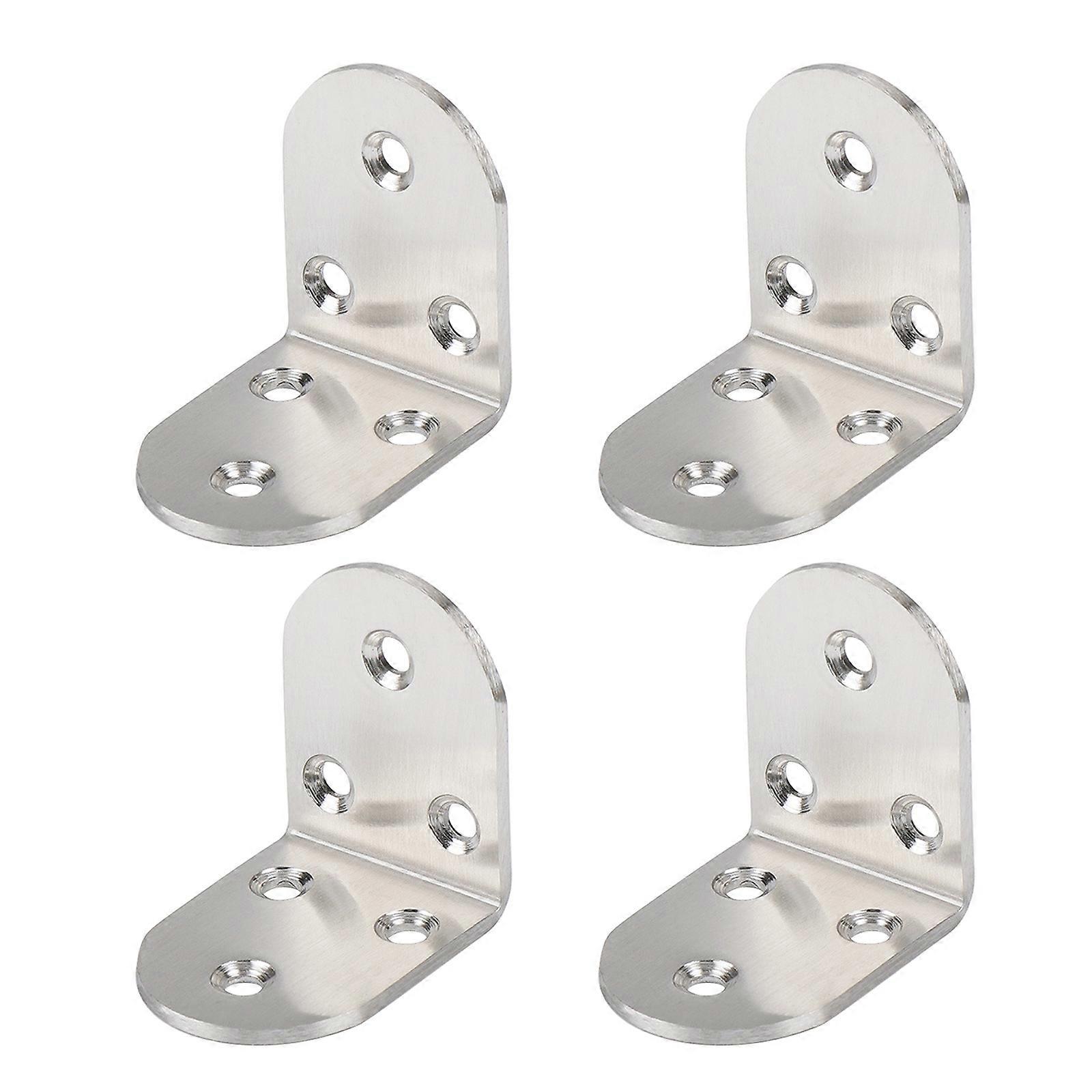 4Pcs Stainless Steel 90 Degree 3 Hole Corner Brackets Heavy Duty Rustproof Furniture Connectors for Wooden Metal Framing Multicolor