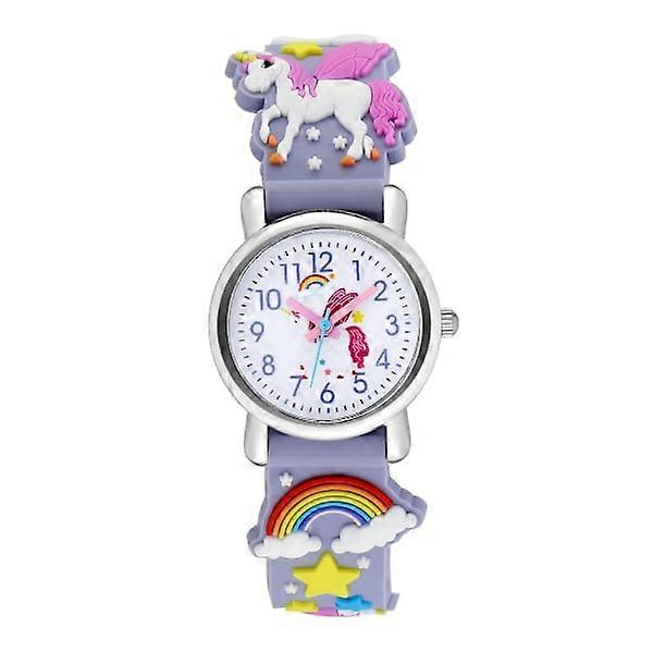 Klocka (Lila Enhörning), Vattentät Barnklocka Quartz Urverk, 3D-tecknad Design, Digital Klocka för Flicka Pojke