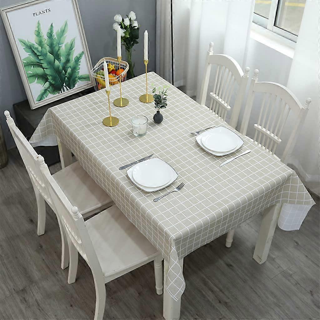 PVC Tablecloth 137x180 cm Grey Checkered Wipeable, Waterproof, StainResistant Rectangular Gingham For Outdoor Picnic