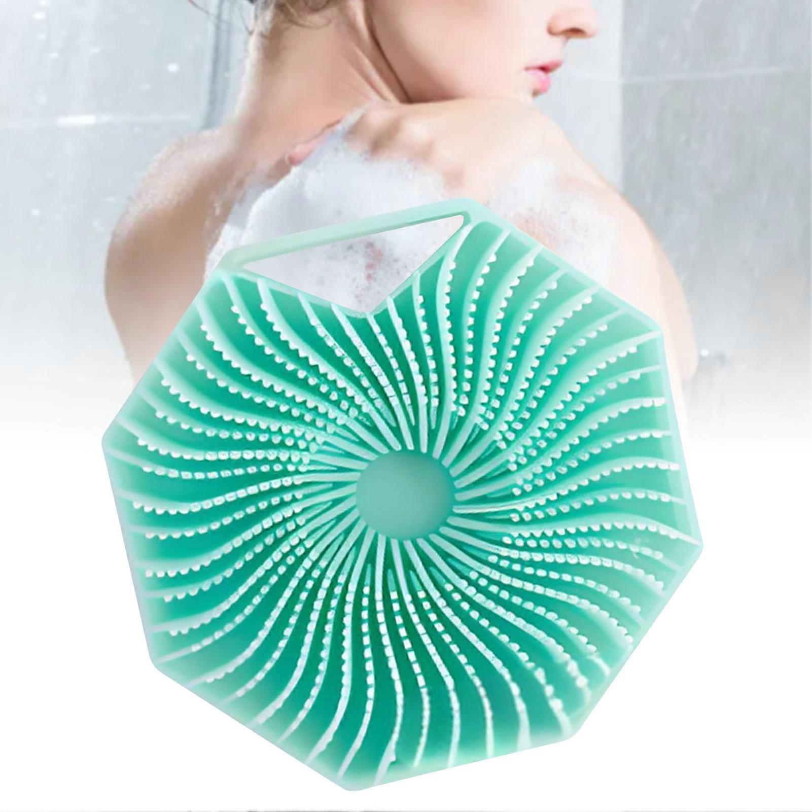 Silicone Body Scrubber with Non-Slip Handle Green Portable Brush
