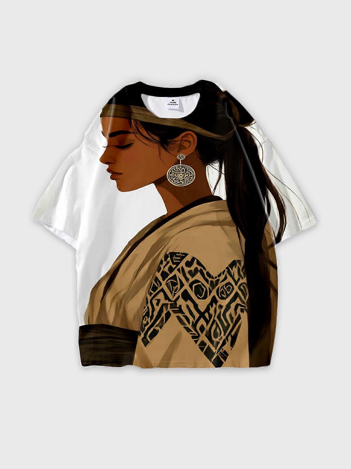 T-Shirt Short Sleeve Round Neck, Summer Casual Loose Graphic Tee, Unisex Pattern V2232