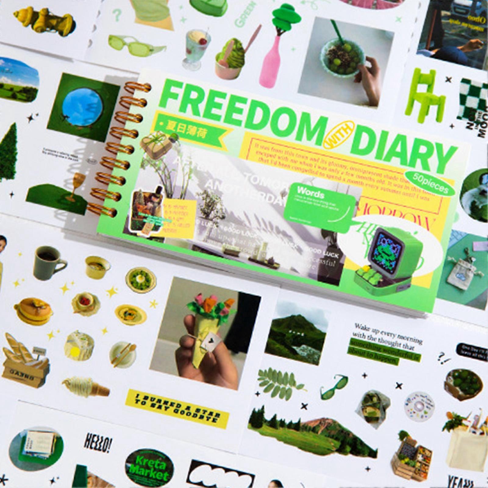 50 Sheets Scrapbook Stickers Multipurpose Paper for Diary Journaling