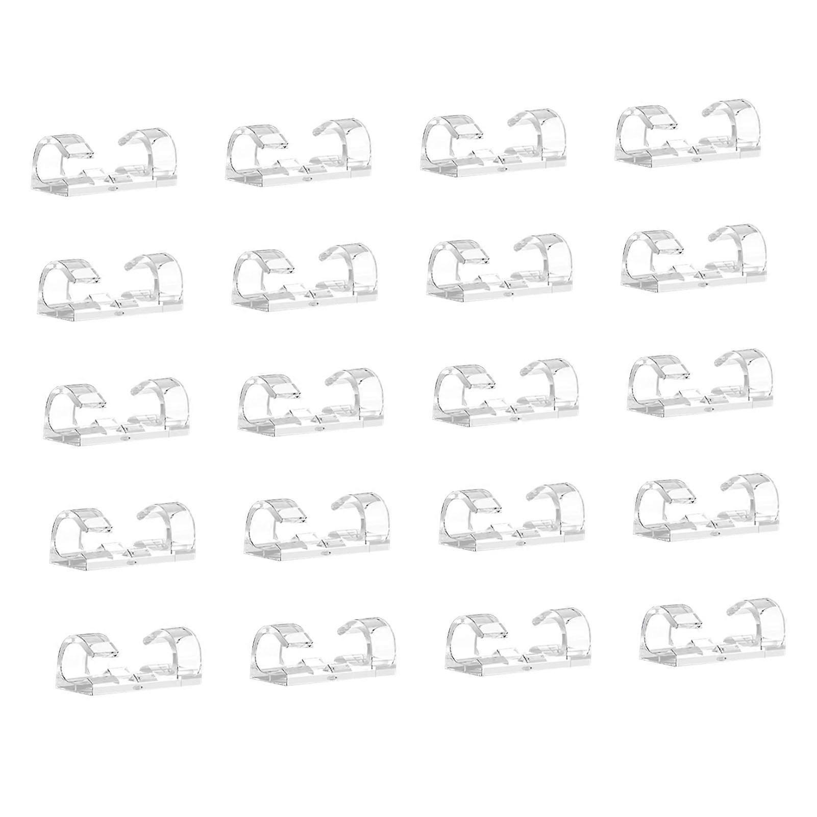 20Pcs Clear Self Adhesive Cable Clips, Transparent Plastic, Small