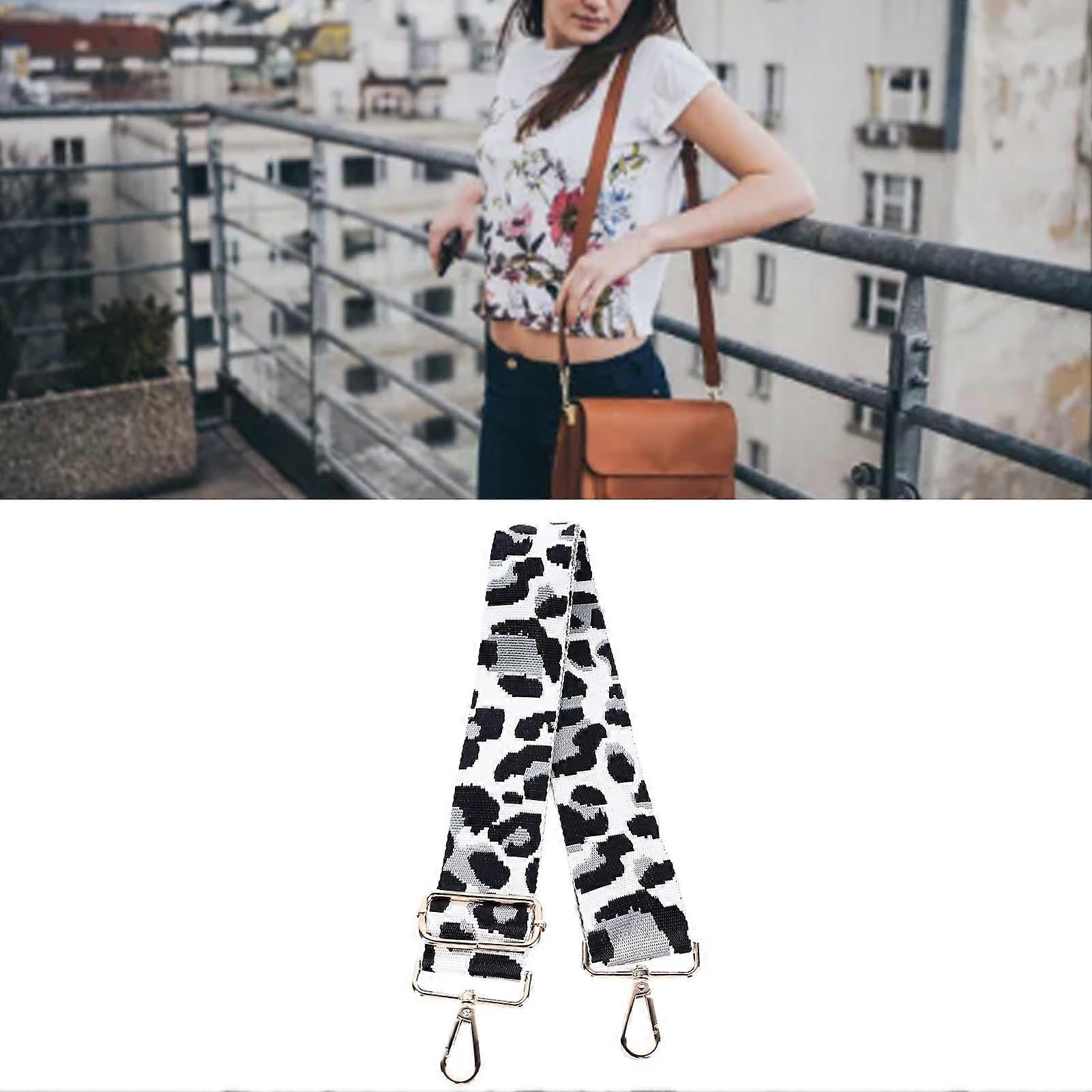 Leopard Print Adjustable Nylon Strap for Messenger Bag Silver Gray
