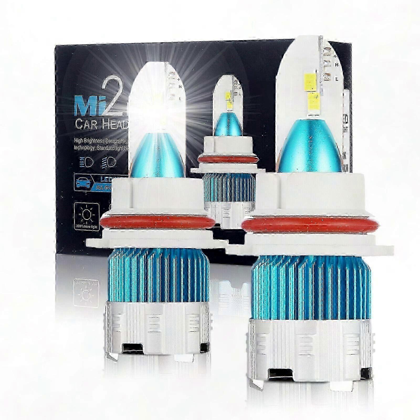 2-Pack LED Bulbs 9007 HB5 High/Low Beam 12000LM 6500K Pure White Light
