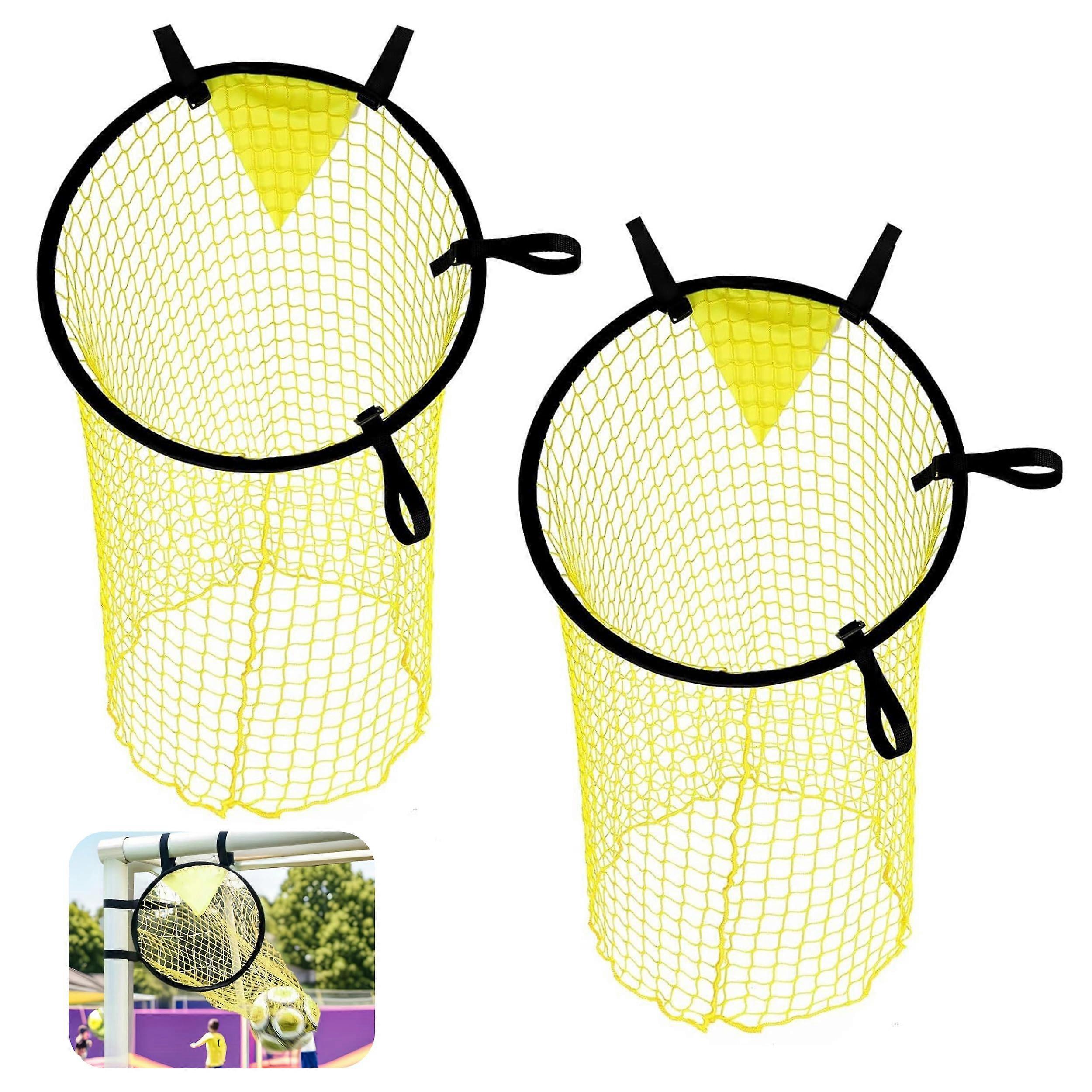 Bins Football Targets 2 Pack 45 Cm Corner Soccer Goal Target Net Foldable Portable Yellow