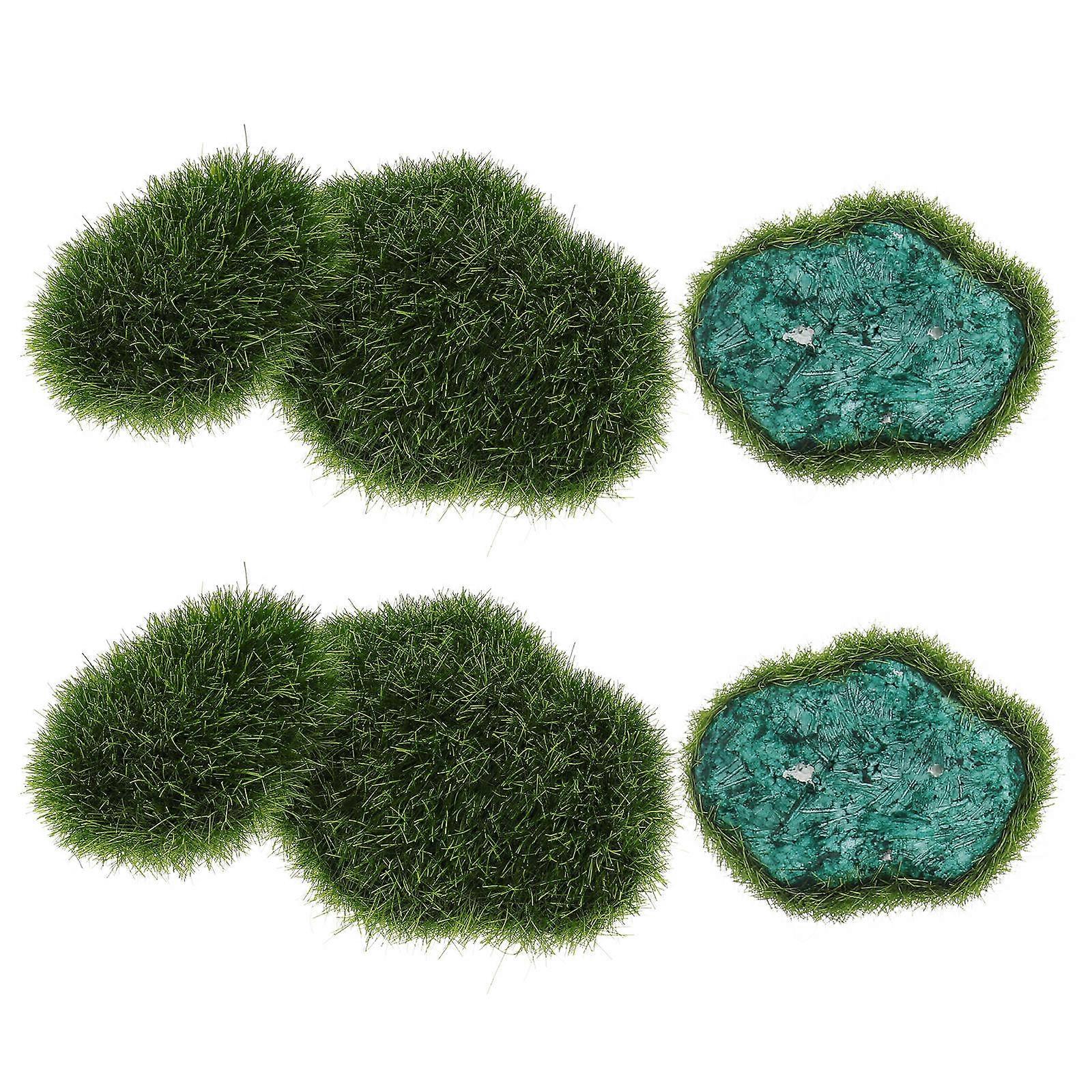 Simulated Moss Stones Succulent Pot Ornaments for Decor 6Pcs