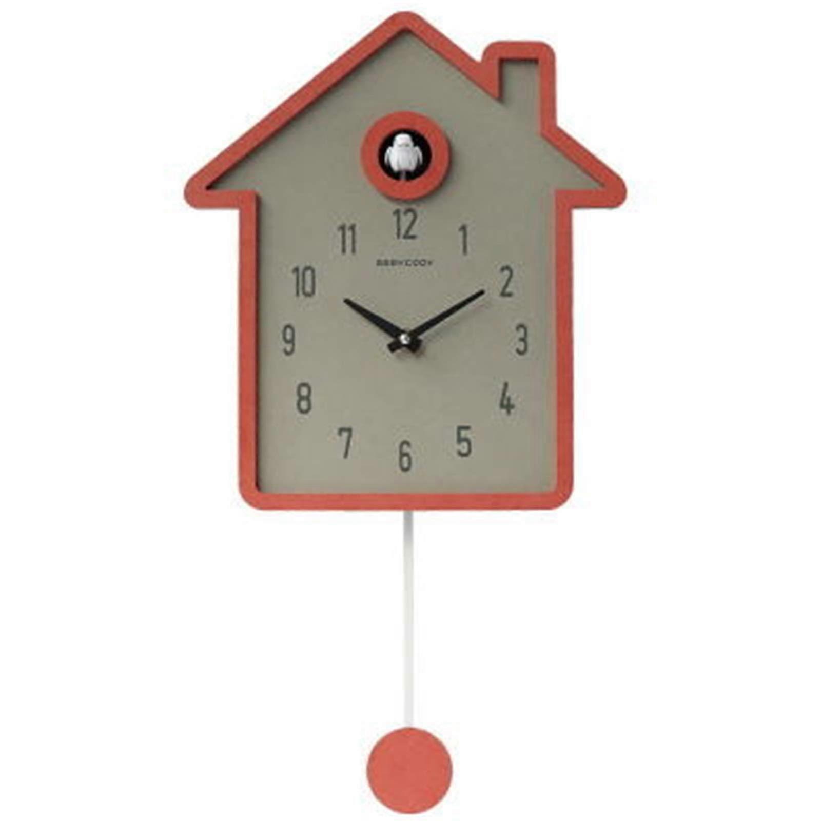 Wall Cuckoo Clock Quartz Wall Clock Pendulum Bird Decor Red 10 Inch Living Room Kitchen Decor