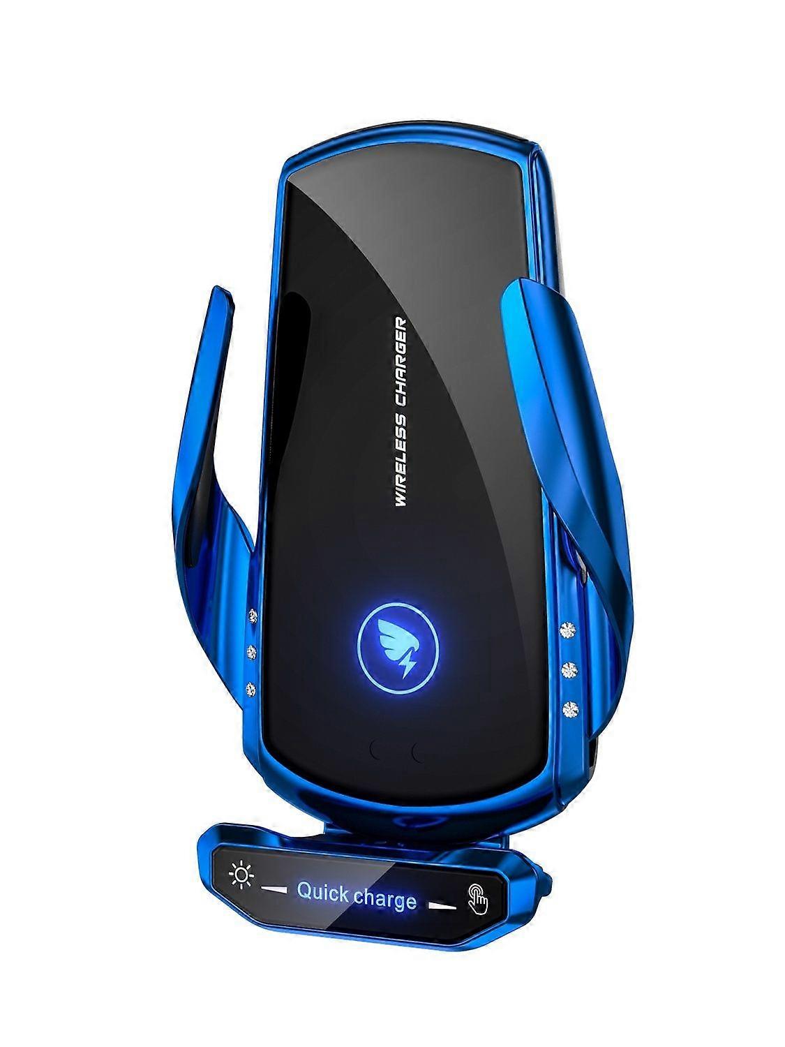 Wireless Car Charger Mount 15W Qi Fast Charging Automatic Clamping Windshield Dashboard Suction Cup Air Vent Phone Holder(Blue)