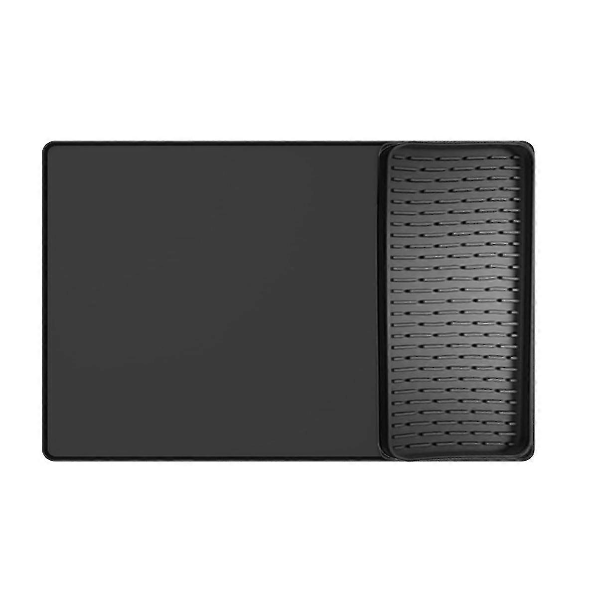 Coffee Maker Mat for Countertops - 15.75x23.6 Inches, Raised Coffee Bar Mat with Detachable Dish Drying Function