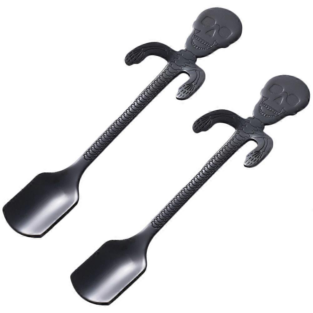 2Pcs 1Set Exquisite Hanging Cup Spoons Odorless Spoons (Black)