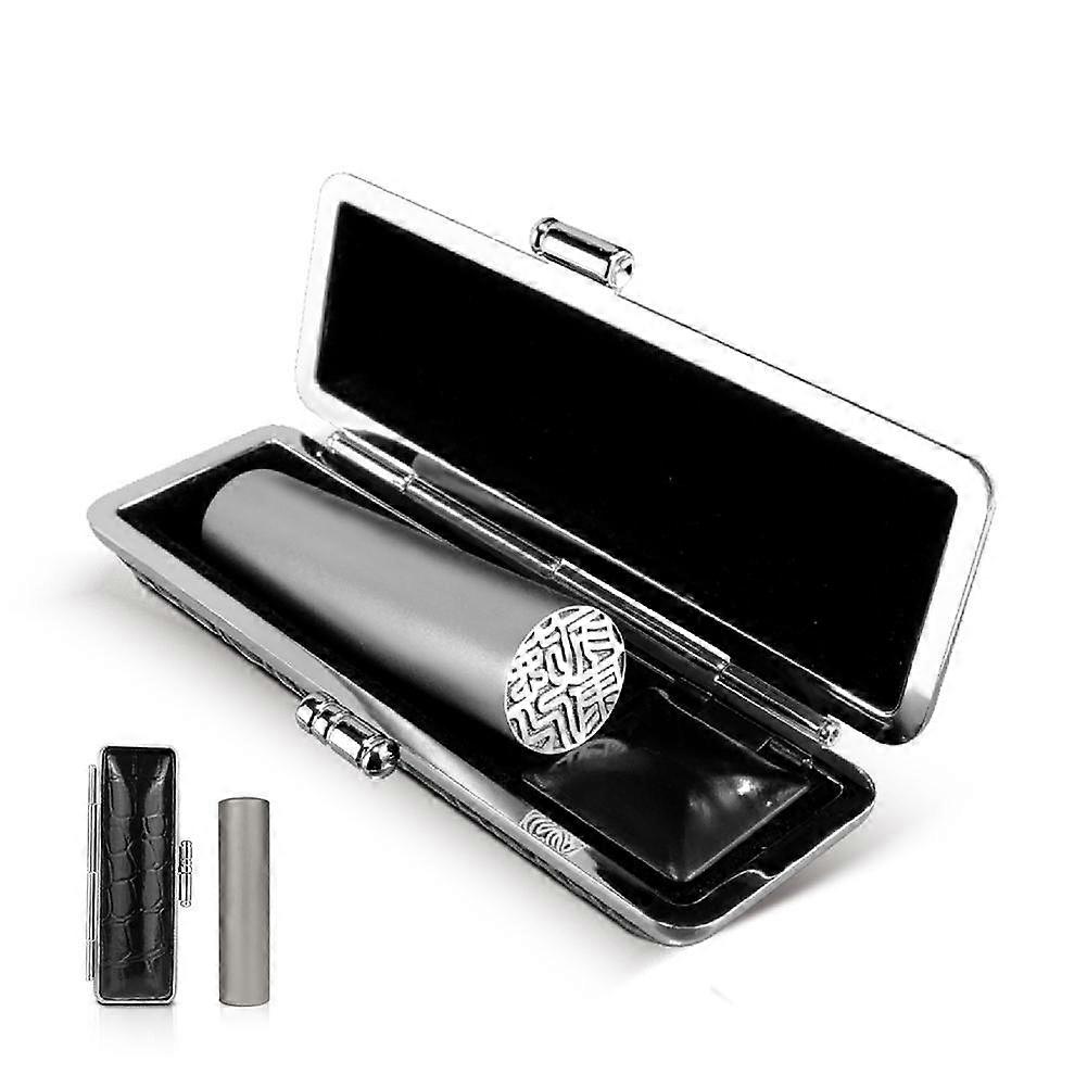 Custom Titanium Metal Name Signature Stamp Self Inking with Seal Box Portable