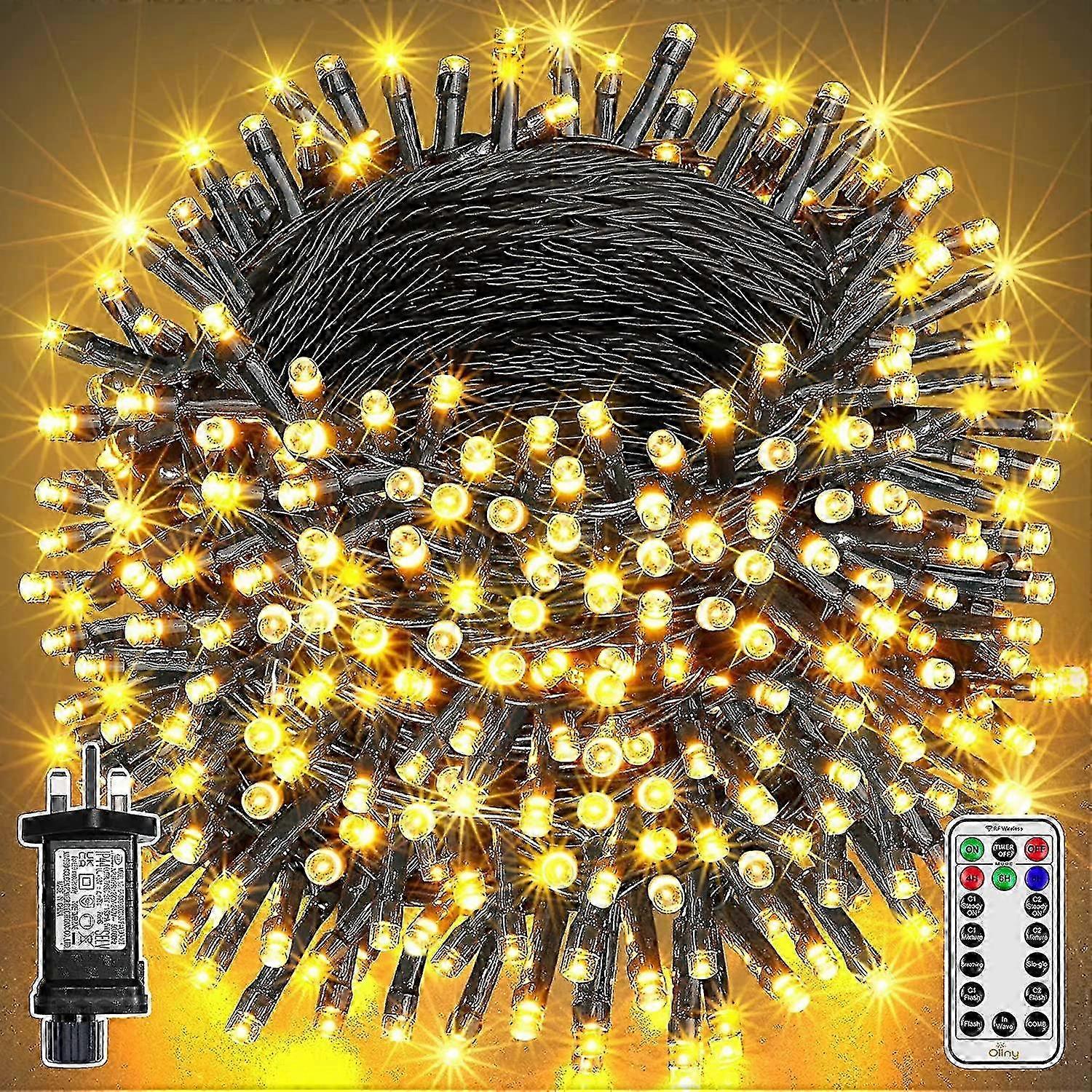 2025 Christmas Tree Lights Outdoor - 20m 200 Led Fairy Lights Plug In Waterproof Cool White Christmas Decorations Lights Remote8 Modes - Xmas String L