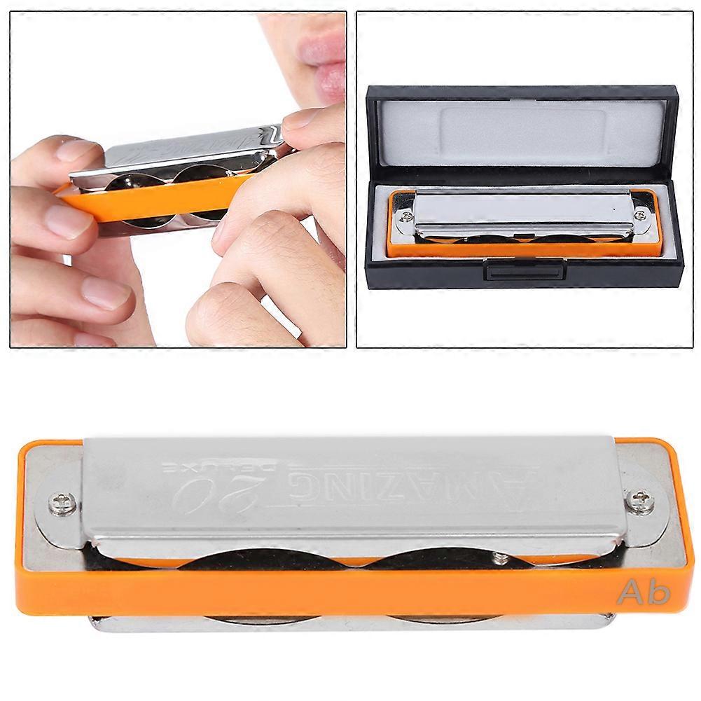 10-Hole Harmonica AM-20D Blues Ab Key Orange Beginner Wind Instrument