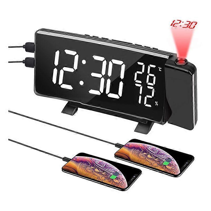 Digital Projection Alarm Clock, Large 7 Inch LED Display, Snooze, Dual Alarm, 2