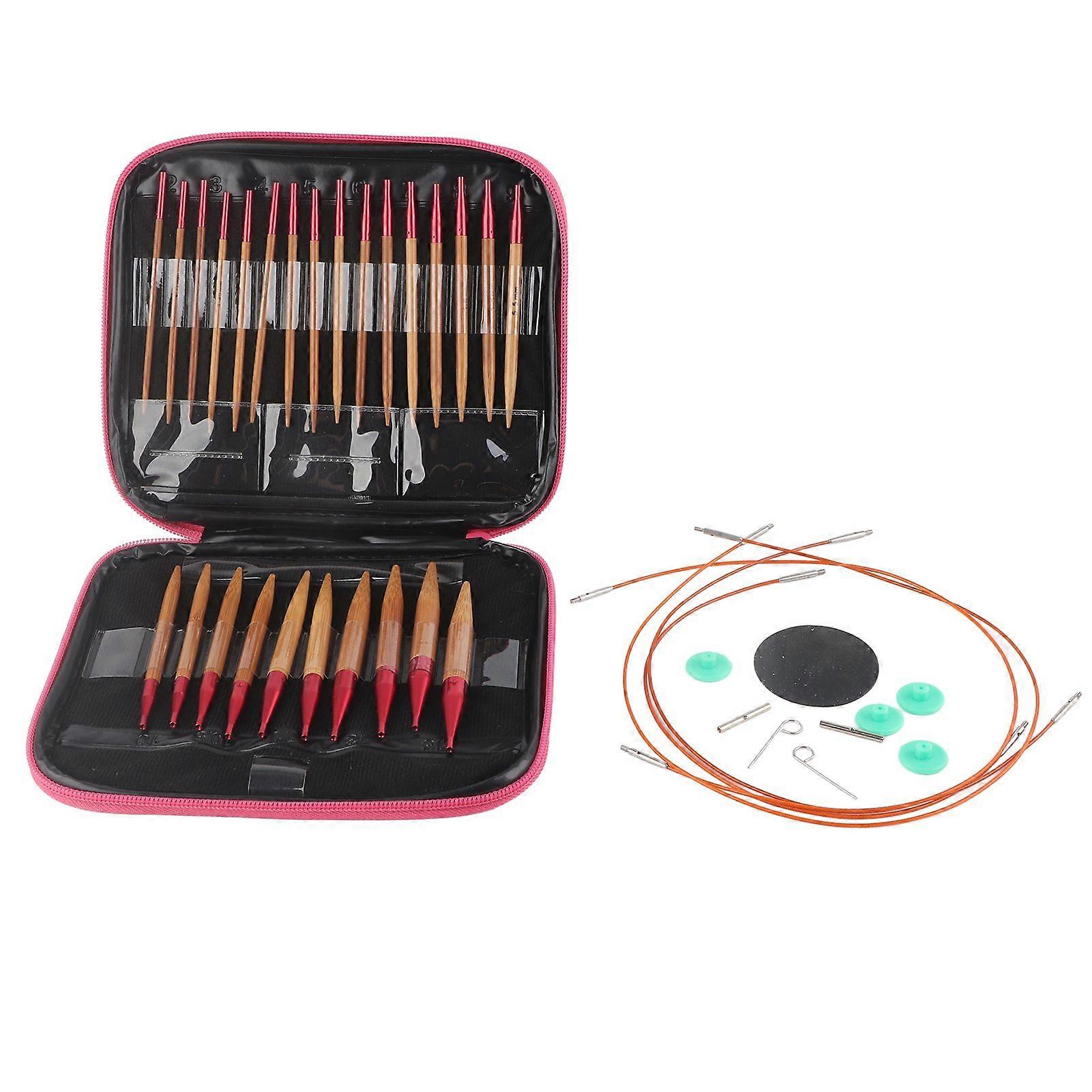 Interchangeable Carbonized Bamboo Needles Set Aluminum Circular Knitting Needles Ring Set