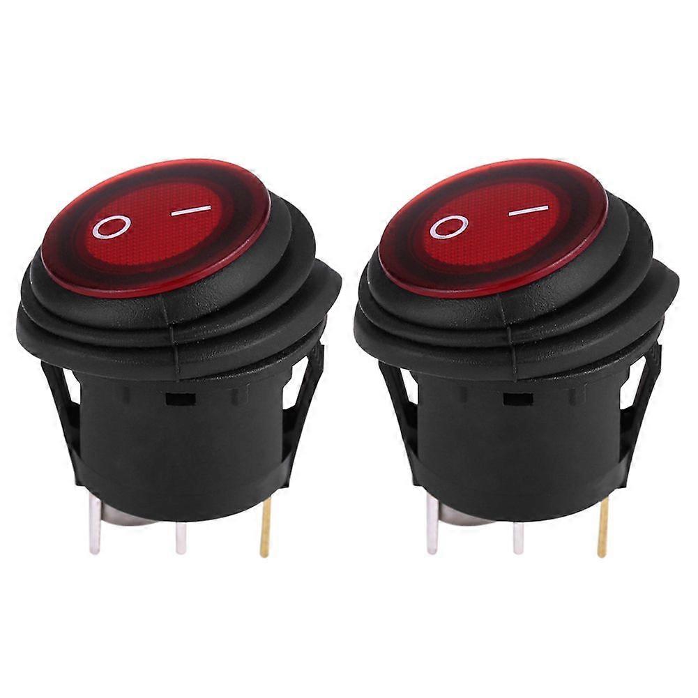 2pcs Red LED Light 12V/24V Universal 20A 3Pin Car Auto Boat Round On‑Off Rocker Toggle Switch
